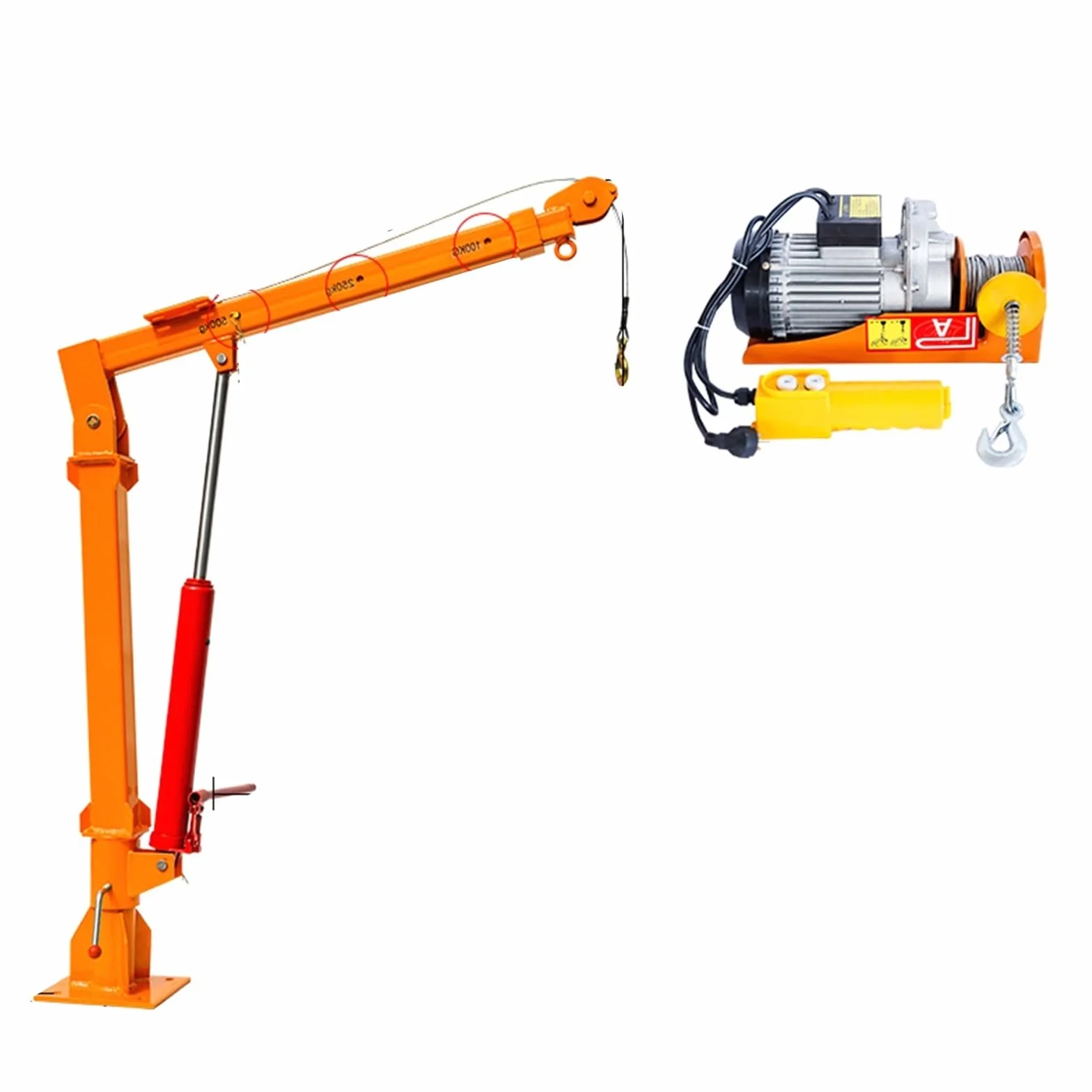 Manivela/grúa pequeña eléctrica, grúa doméstica montada en vehículo 12v 24v 220v, polipasto de elevación montado en camión YIJIAN (Color : 500kg 220v Hydraulic)