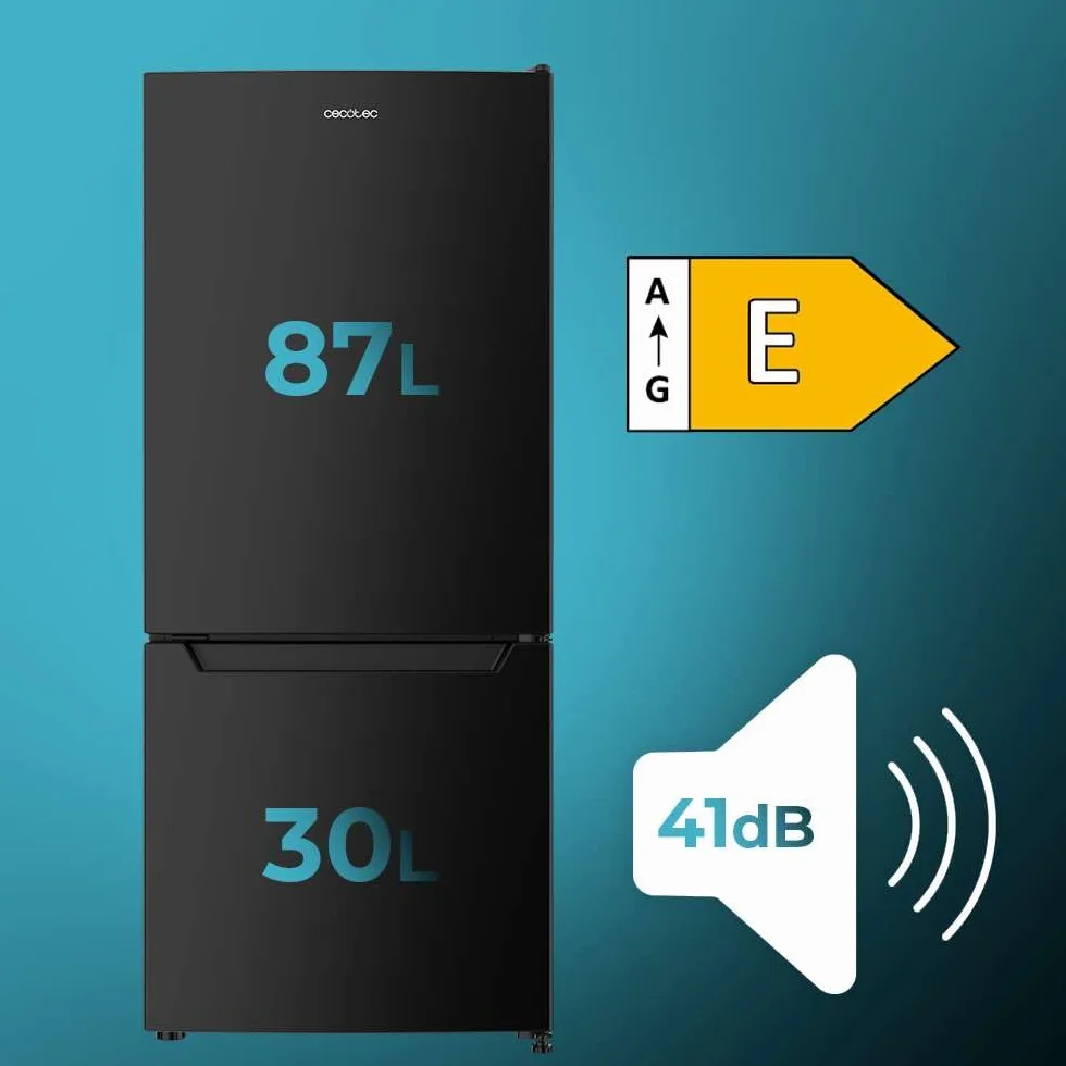 Cecotec Bolero CoolMarket Combi 117 DF Black E Frigorífico Combi No Frost 117L Defrost Clase E Fast Freezing