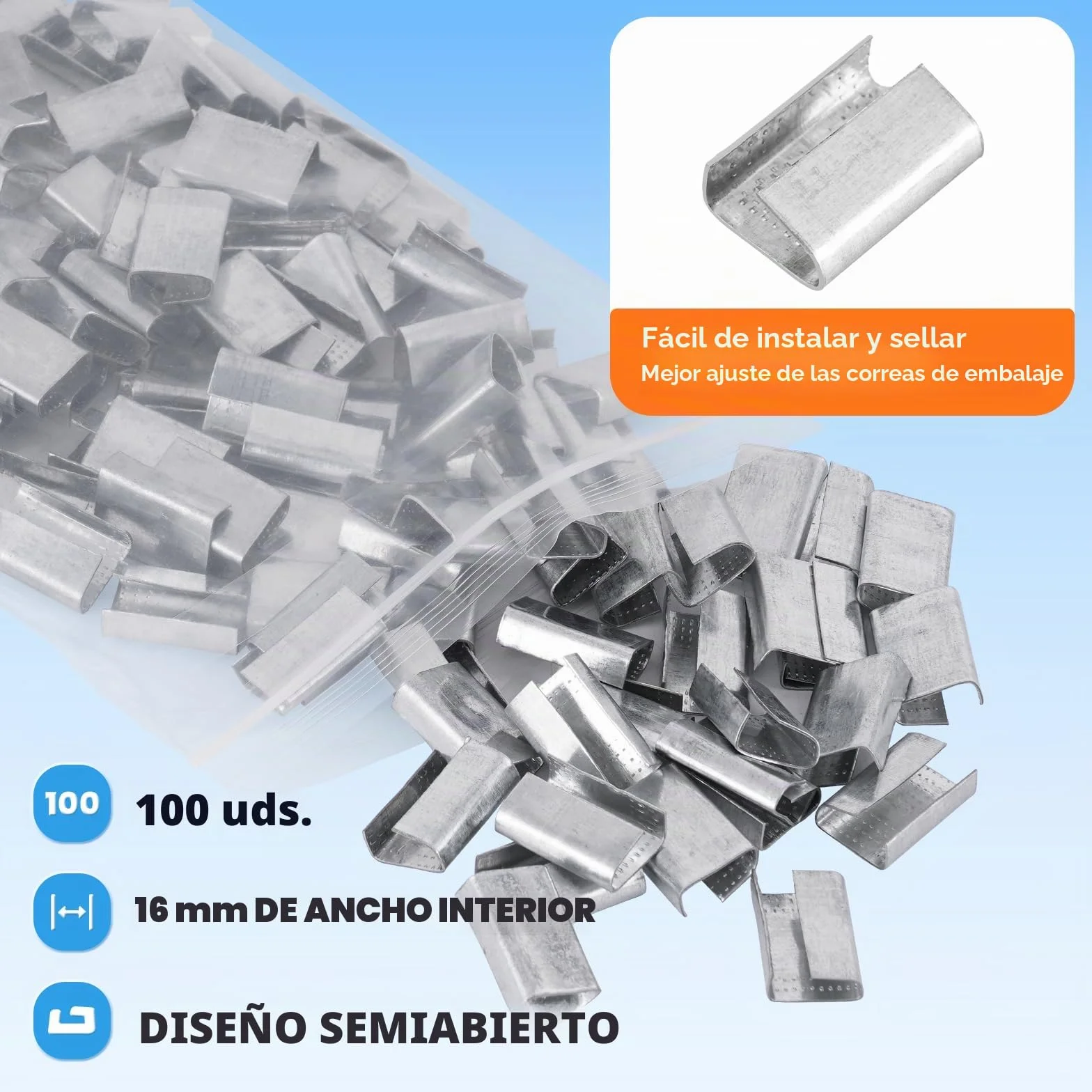 BAOSHISHAN Kit de flejado con 200M de fleje PP(Polipropileno) Herramienta de flejado manual para fleje PET/PP de 13-19mm de ancho y 0,6-1mm de grosor