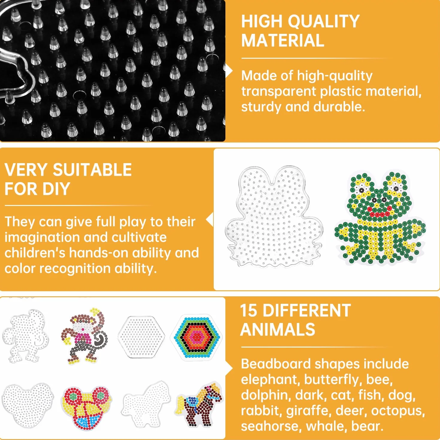 Beads Plantilla 15 Piezas Animal Perlas para Planchar Placas de Cuentas Tablas Juego Creativo Set