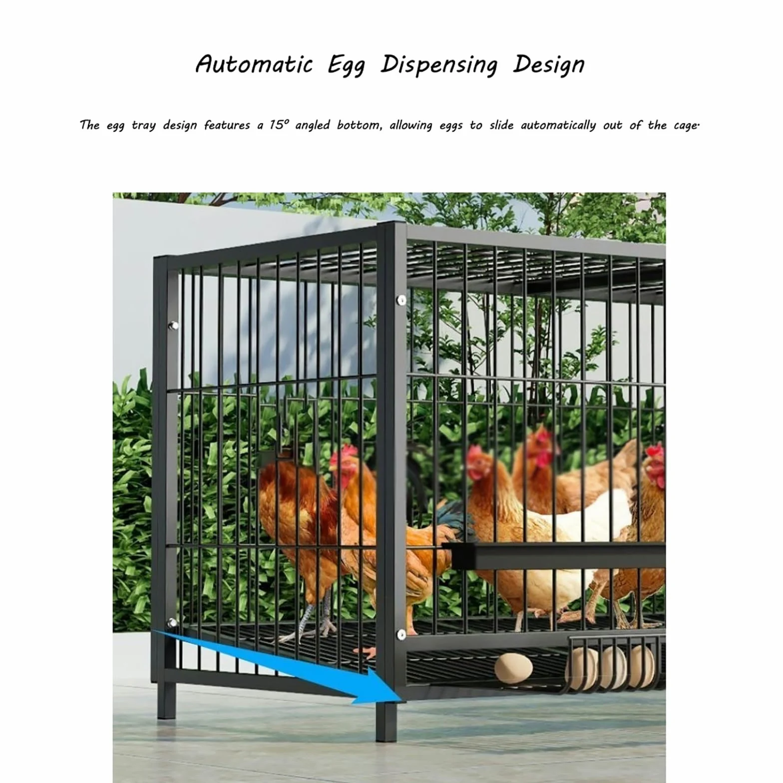 Gallinero con polea y nidales, Reforzado con Alambre de Acero Engrosado, Completamente Equipado, de fácil Montaje, Adecuado para Uso en Interior y Exterior.-M