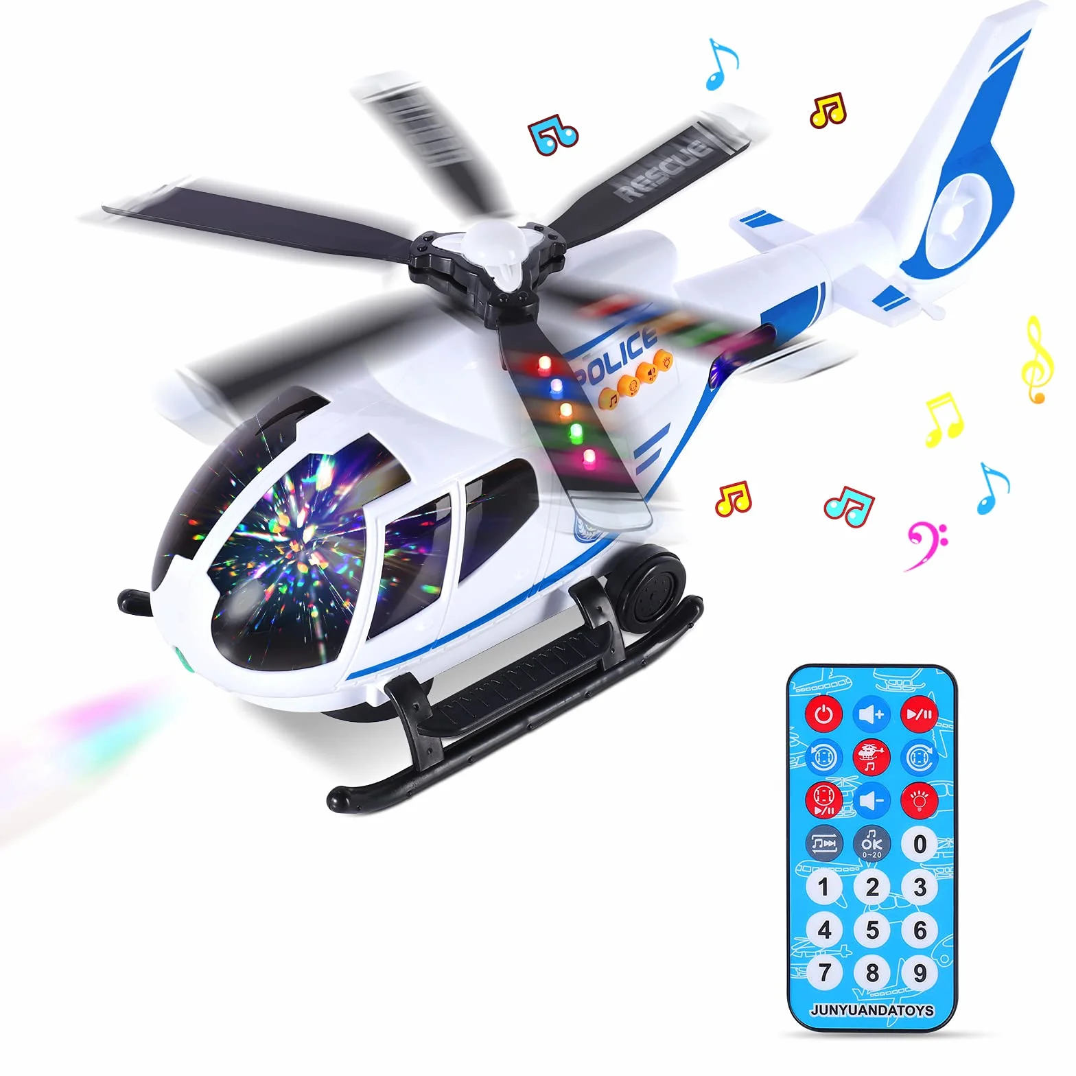 Juego Aviones de Control Remoto, Helicóptero Rescate, Avión Coche Educativo con Ruedas Inercia, Luces LED y Música para Niños 3-8 Años