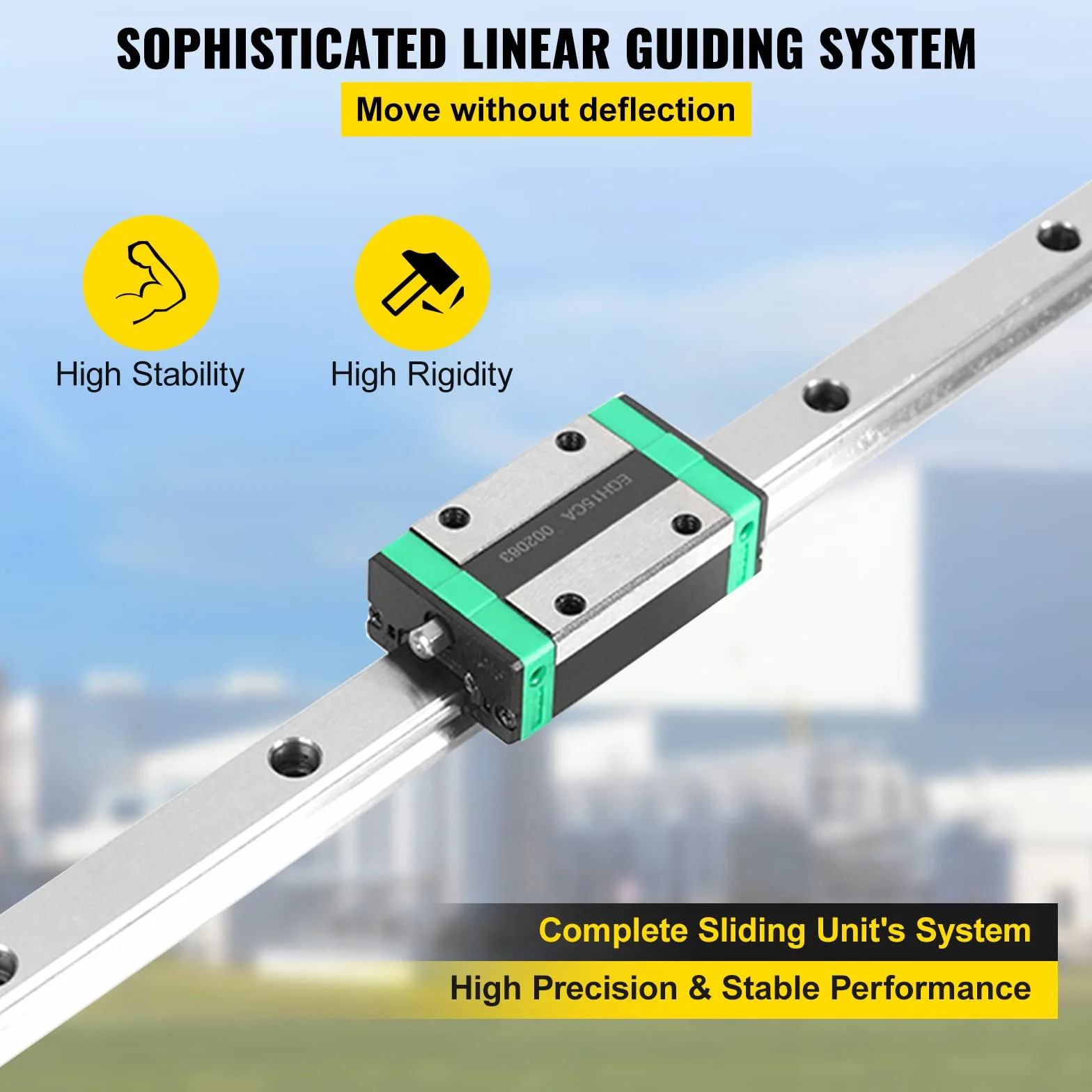 VEVOR Cojinete de Guía Lineal HSR20-1700mm 2pcs Rodamientos Riel Lineal con 4 Bloques para Máquinas Dobladoras