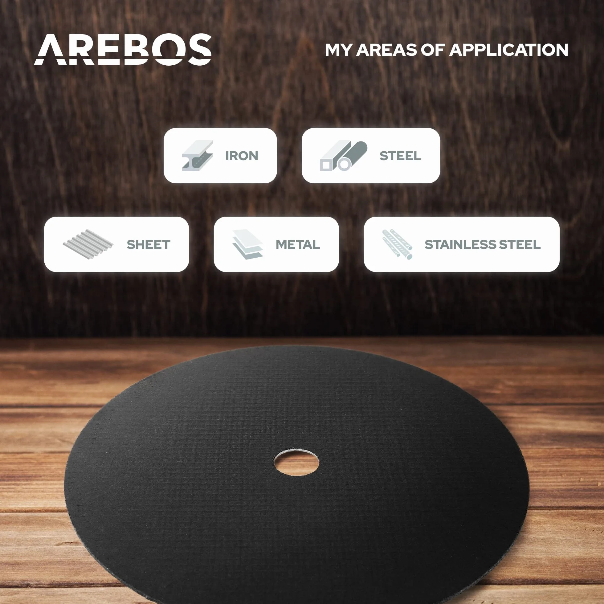 Arebos Discos de corte 400 piezas | Ø 125mm x 1mm x 22,2mm | apto para acero, acero inoxidable, inox, hierro, chapa, metal | avance y retroceso | certificado EN 12413 | (MPA)