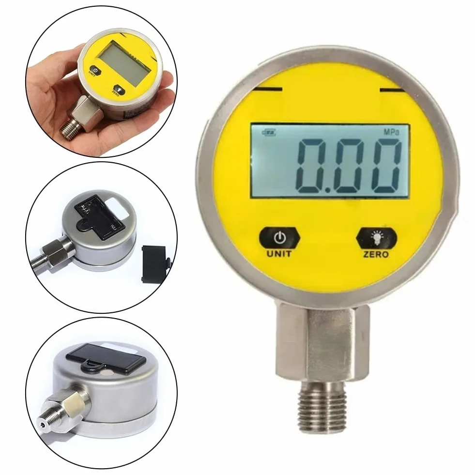 Medidor de Presión Digital, Vacuometro de Vacio Digital, Manómetro de Presión, Pantalla Inteligente de Acero Inoxidable, Probador de Presión Hidráulica al Vacío