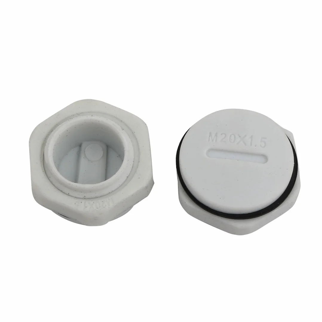 Tapa de Prensaestopas Redonda Roscada Gris GLW-M20G Nailon con Arandela 10 Piezas