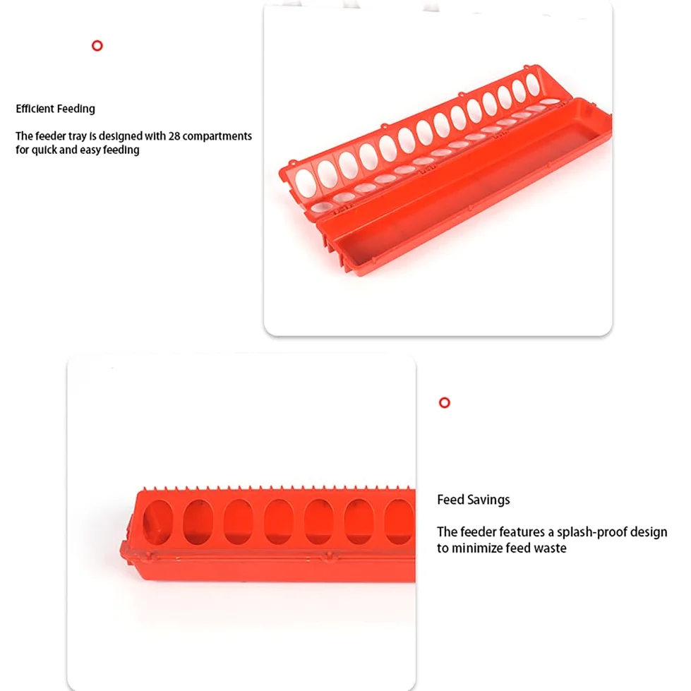 Comedero Abatible para Pollos Comederos para Patos De Exterior Gallineros Comederos Y Bebederos Pollos, Palomas, Patos Y Codornices Pequeños Sin Desperdicio,Rojo,L81.5*H7.5*W20