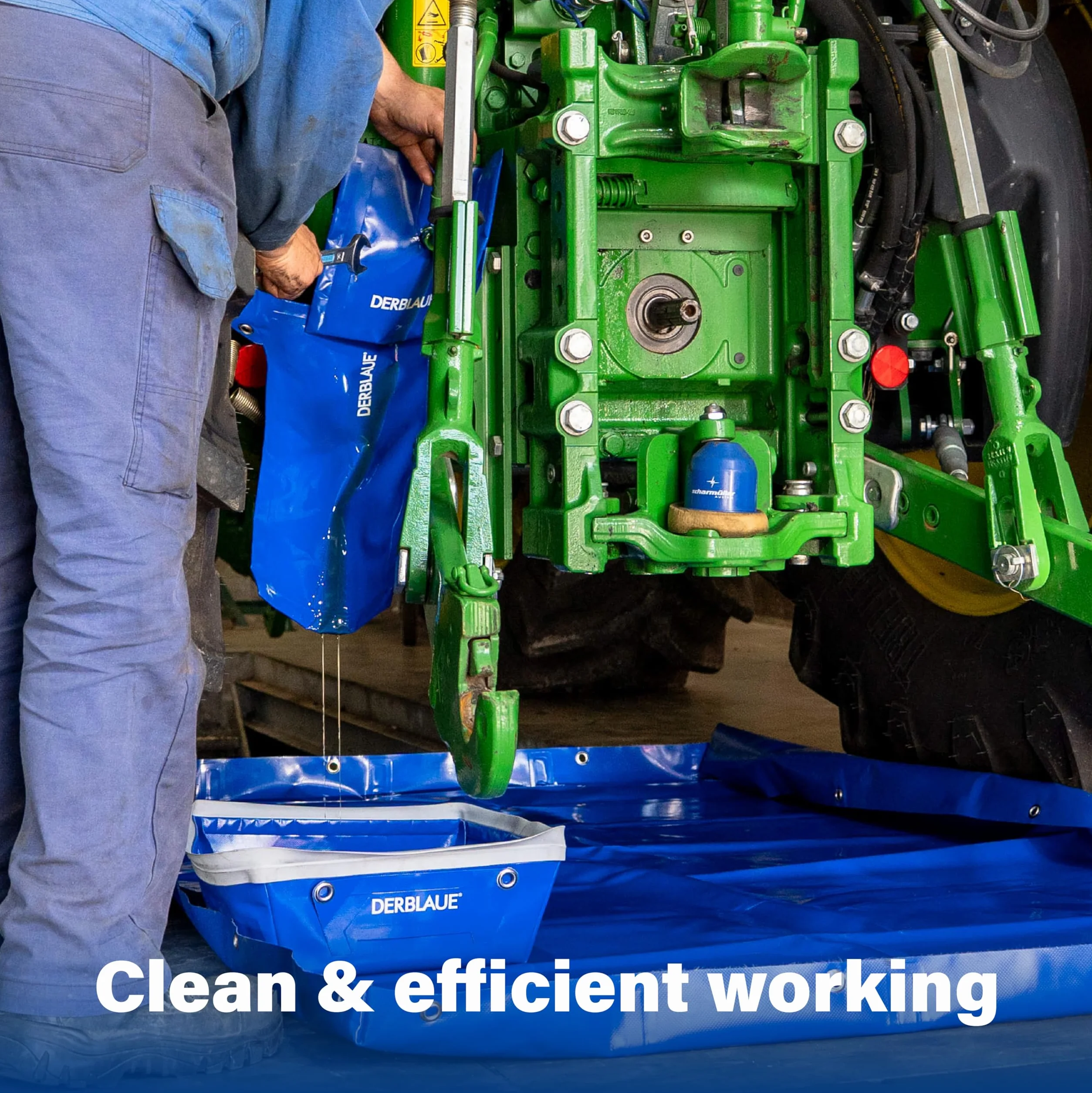 DERBLAUE® Sistemas de recolección de líquidos altamente flexibles - Set de servicio – perfecto para trabajar con aceite, en tuberías hidráulicas o para cambiar filtros, para H20 e HYD
