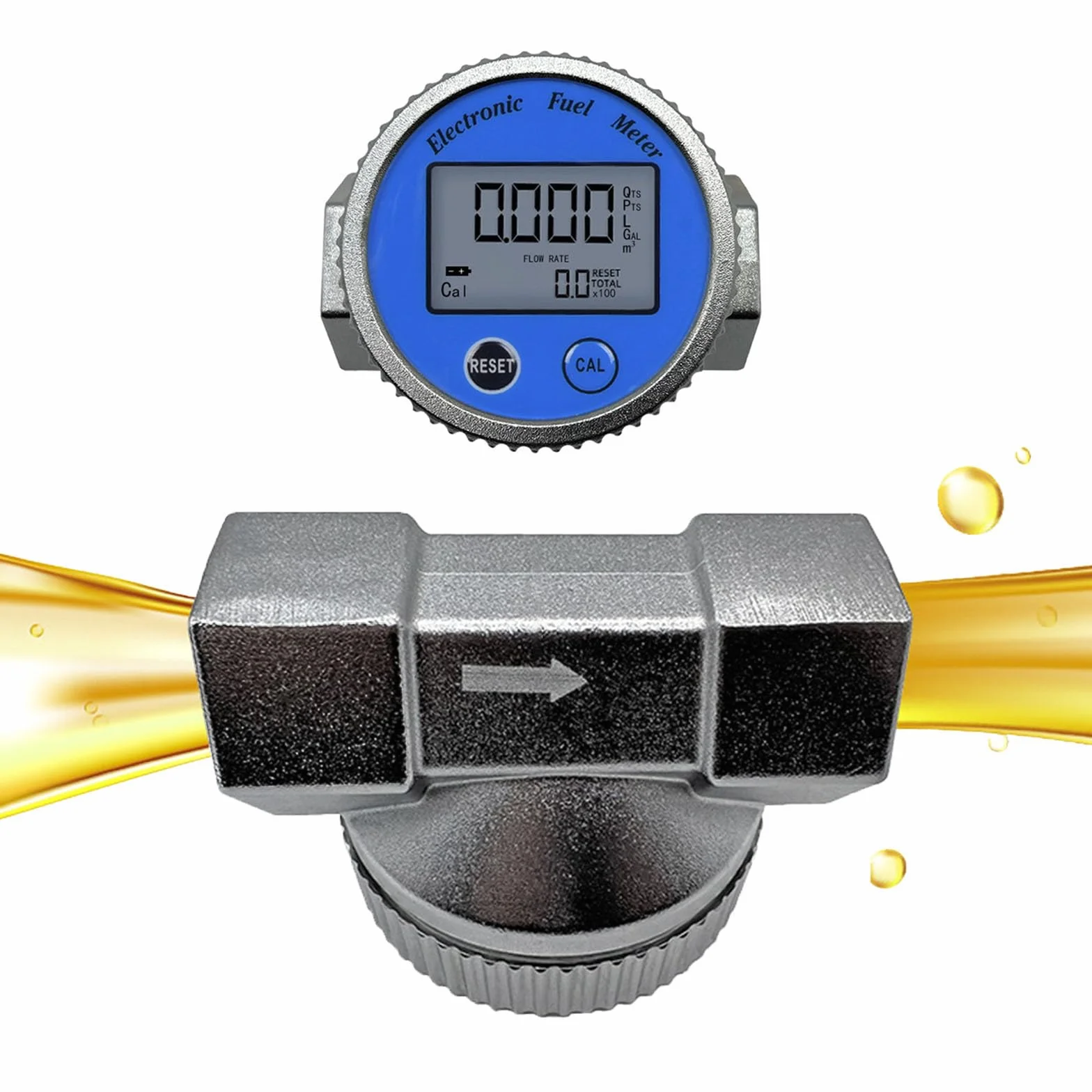 Medidor de flujo digital de acero inoxidable DN20 DN25 para agua aceite precisión 1% QTS PTS L GAL