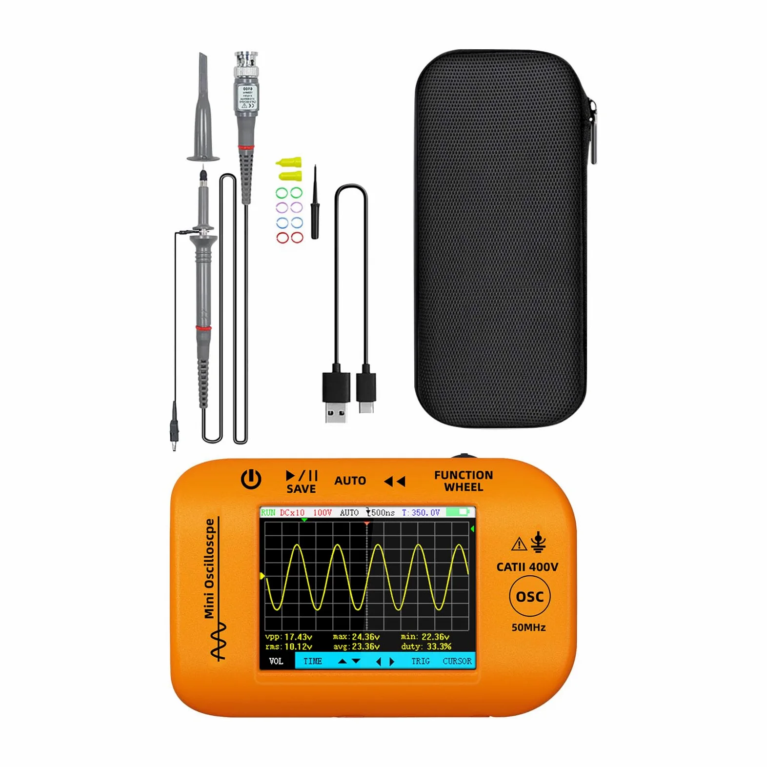 Accuracy 200MSa S - Osciloscopio de muestreo con generador de funciones integradas, funcionamiento simple para reparaciones electrónicas, función matemática, osciloscopio