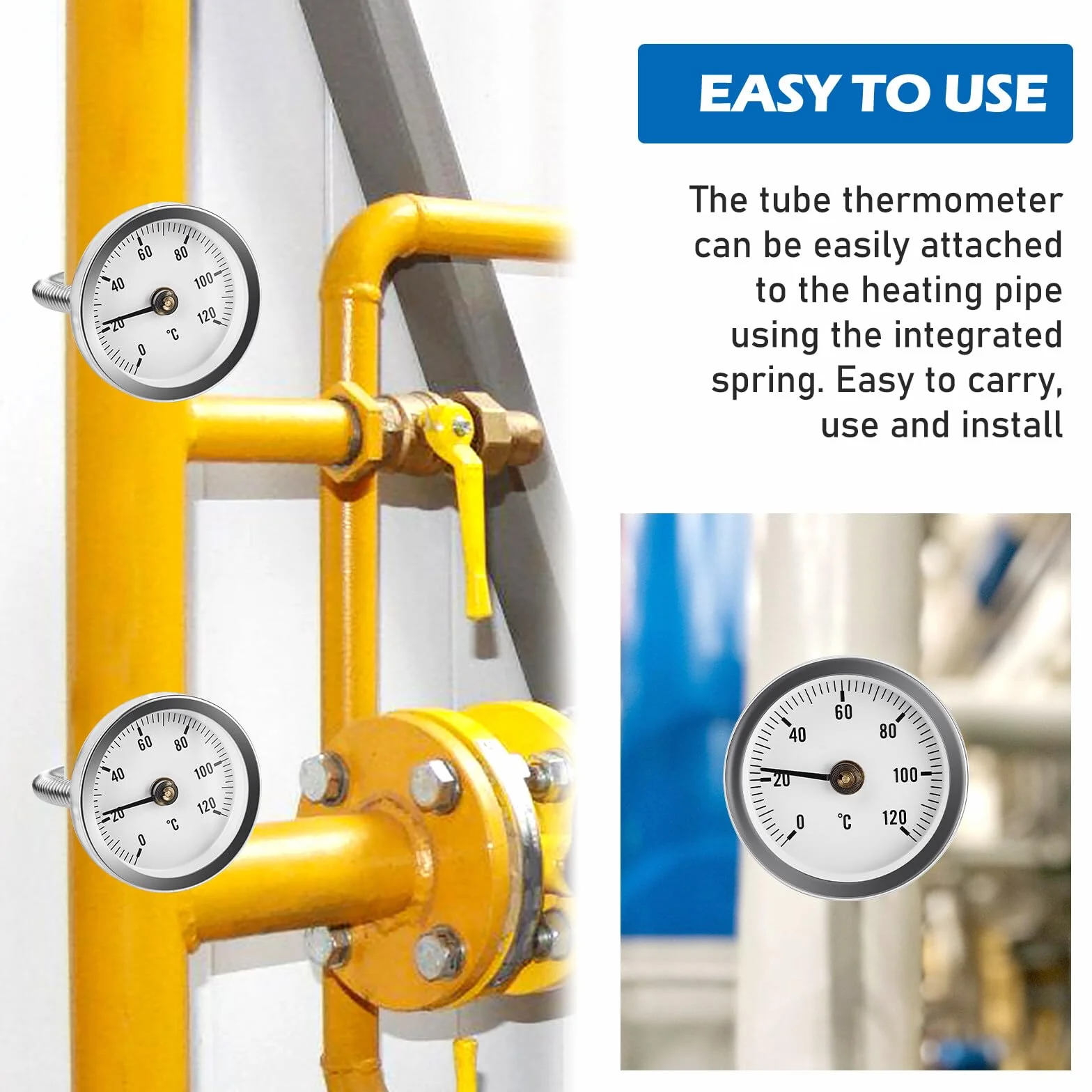 Termómetro para calefacción 0-120°C 63mm industrial 4 unidades