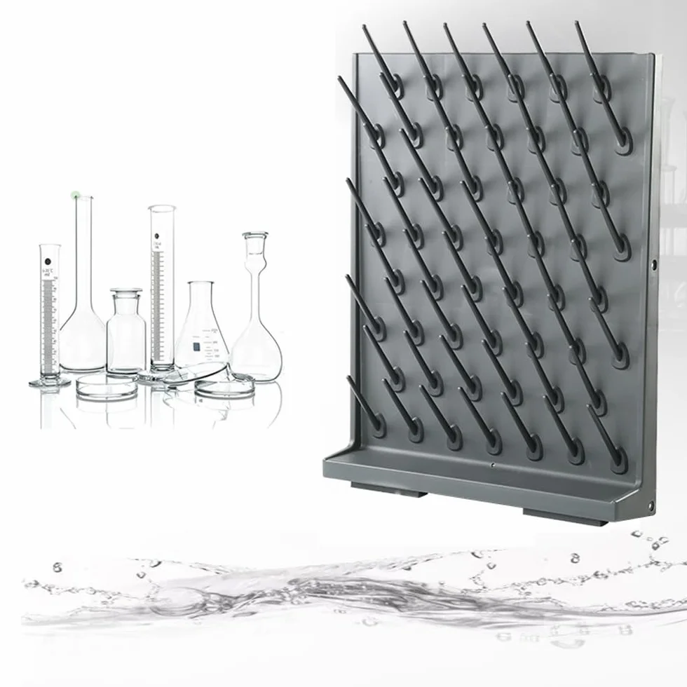 Estante de secado de laboratorio desmontable de polipropileno para cristalería con 27 clavijas, equipo de limpieza de suministros de laboratorio para utensilios de laboratorio escolar