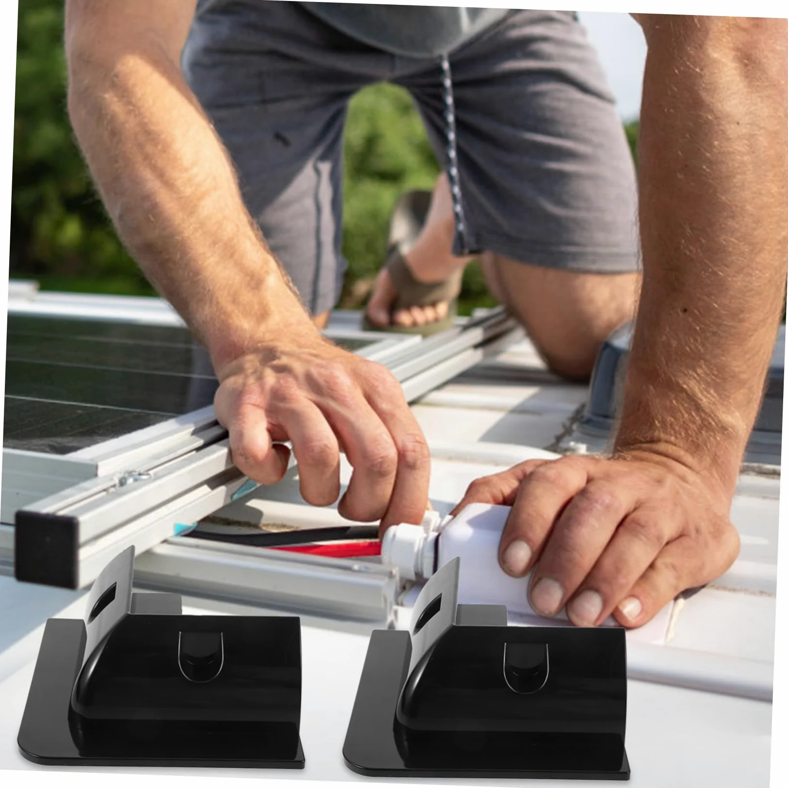 Soporte de Panel Solar para Autocaravana 4 Piezas Abs Negro | Montaje sin Perforación, para Panel Solar en Camper y Rv, Flujo de Aire Adecuado y Estructura Resistente