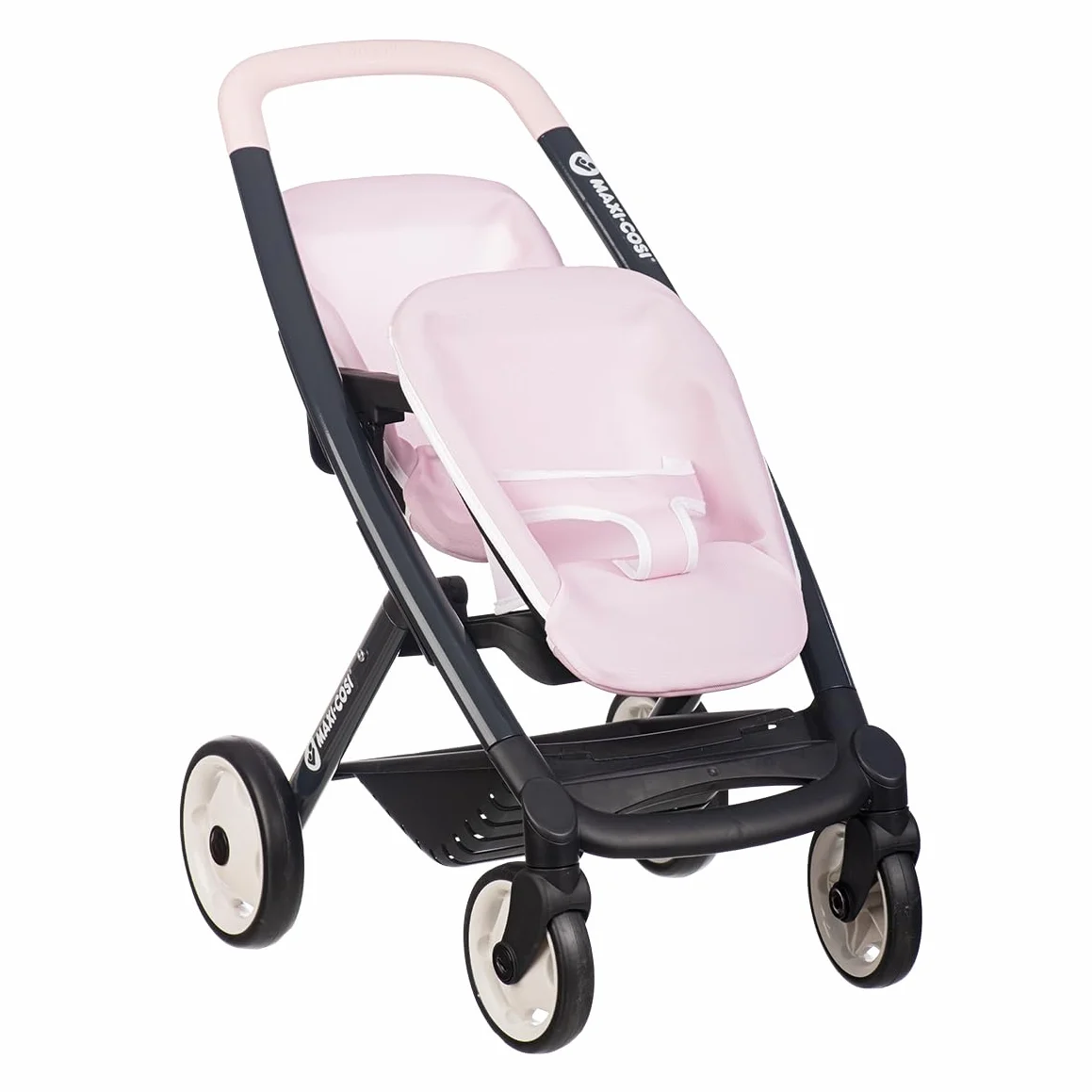 Smoby Maxi-Cosi Cochecito Gemelar Rosa para 2 Muñecas 42 cm Ruedas Silenciosas Multidireccionales