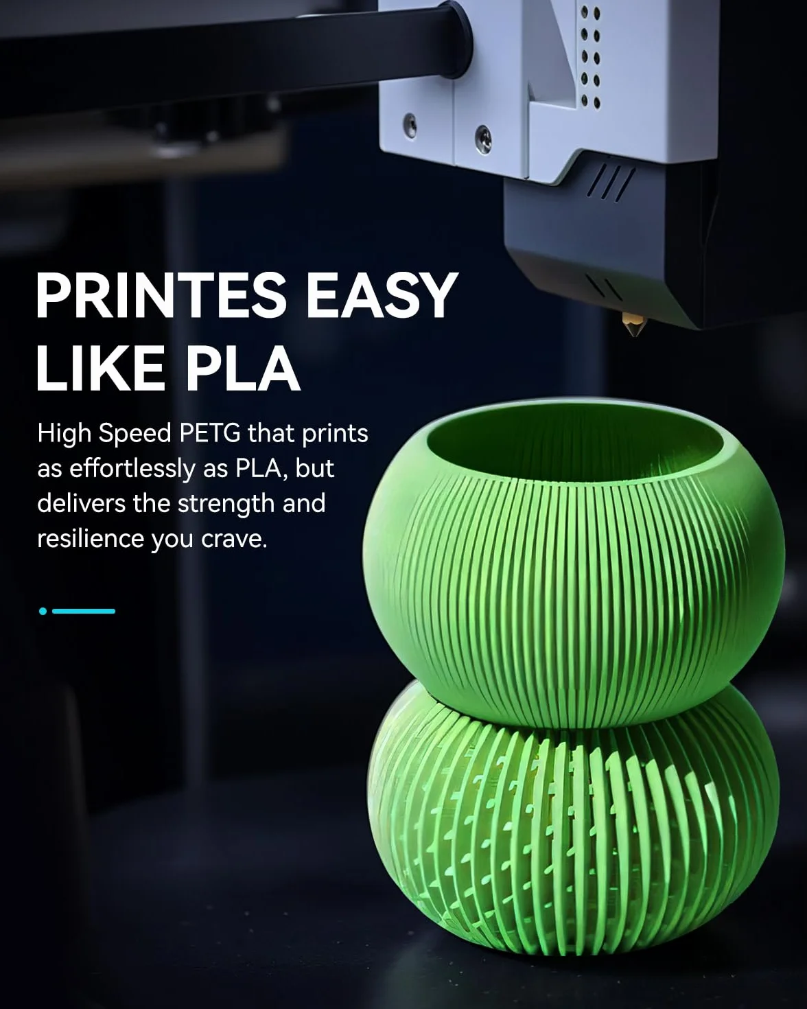 SUNLU Pack 4KG PETG Rápido - Filamento 3D 1.75mm ±0.02mm, Alta Velocidad 30-600mm/s, 4 Bobinas Negras