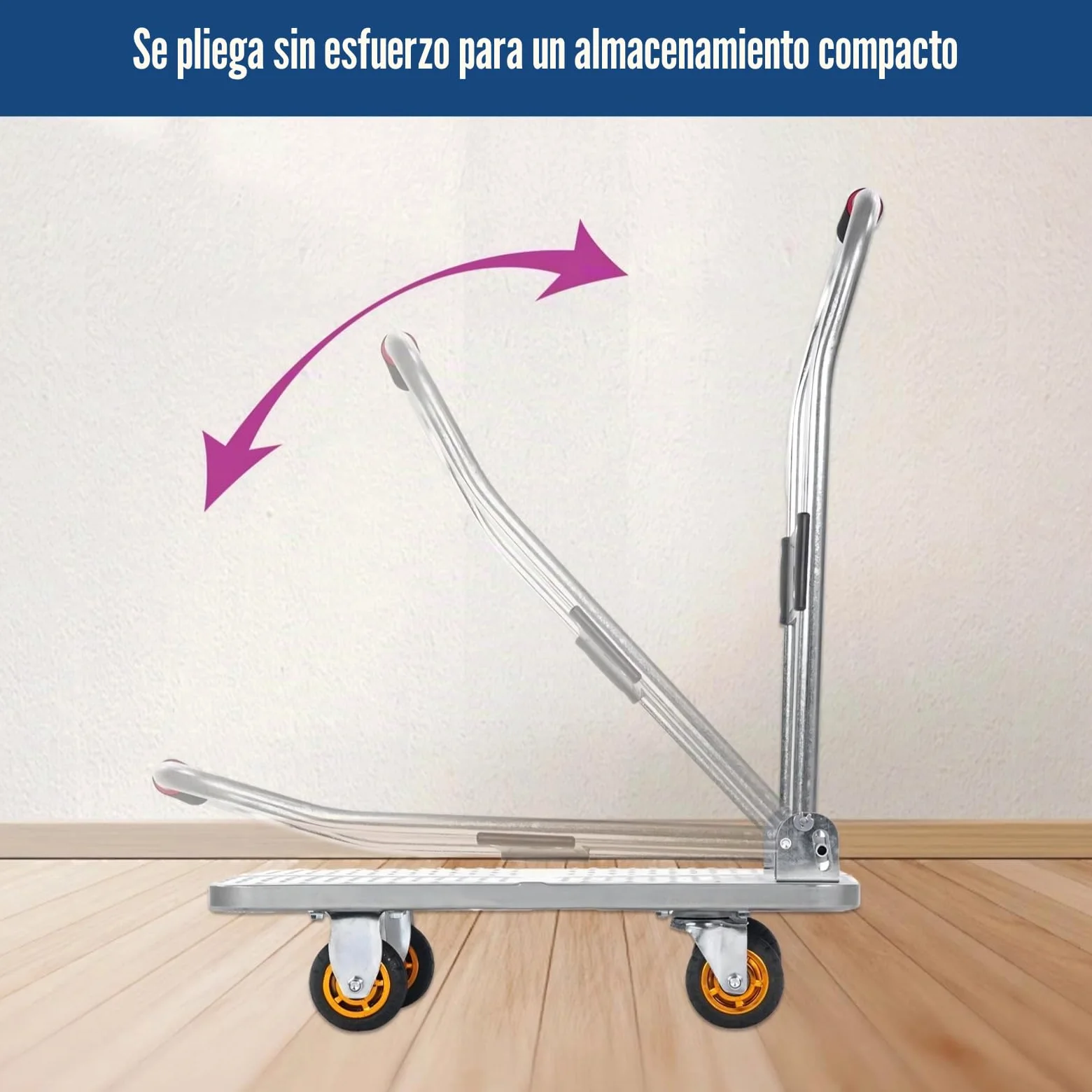 Carro con plataforma plegable para cargas pesadas con ruedas y asa, carro para transporte plegable, carro para bolsa para un fácil transporte y elevación pesada (tamaño: 60 x 40 cm)