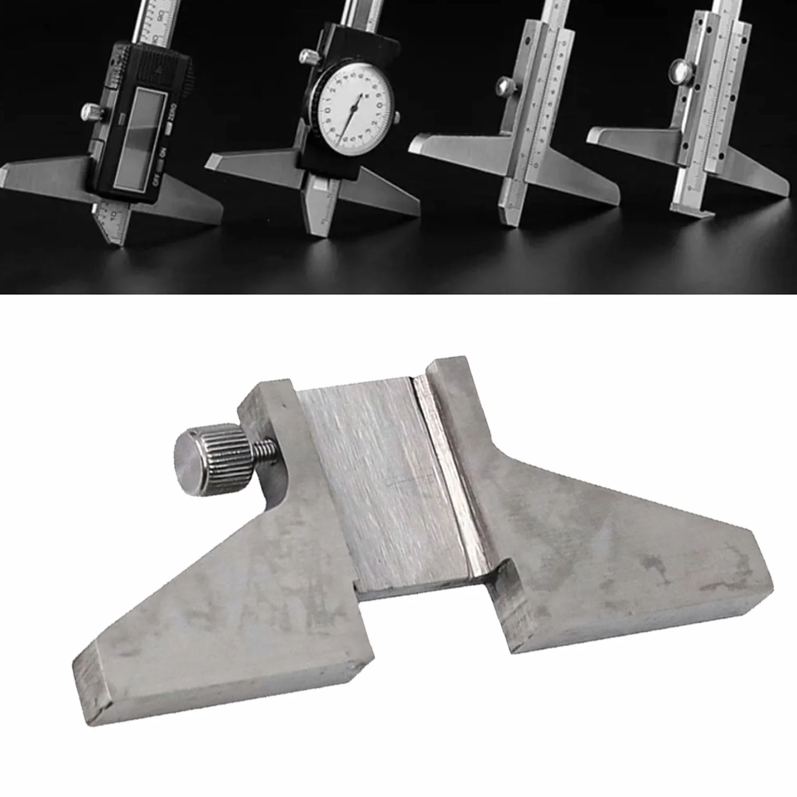 Digital Vernier Caliper Depth Base 76.2 x 30 mm Acero Plateado