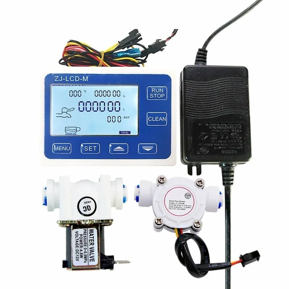 Medidor de flujo digital con pantalla LCD DC 12V Salida de pulso Sensor de flujo de agua 6.36-763m³/h Controlador cuantitativo para válvula solenoide Cuerpo de polioximetileno Diseño compacto