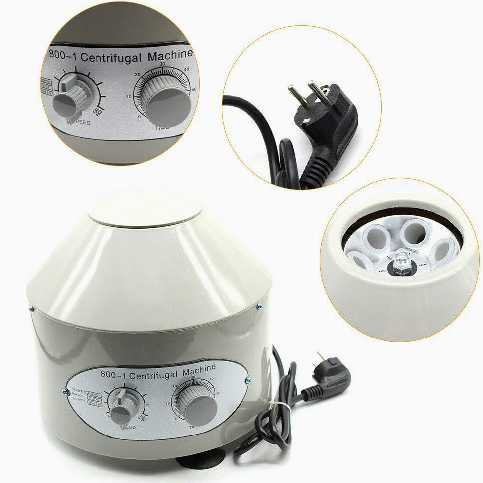 Centrifugadora eléctrica de mesa de 25 W, 4000 rpm, 6 x 20 ml