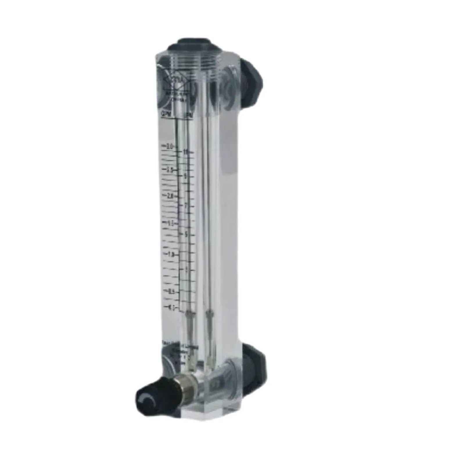 Medidor de flujo acrílico LZM-20JT, medidor de aire rotámetro de montaje en panel con válvula de control ajustable for agua, aire, líquido industrial(2-16GPM 8-60LPM)