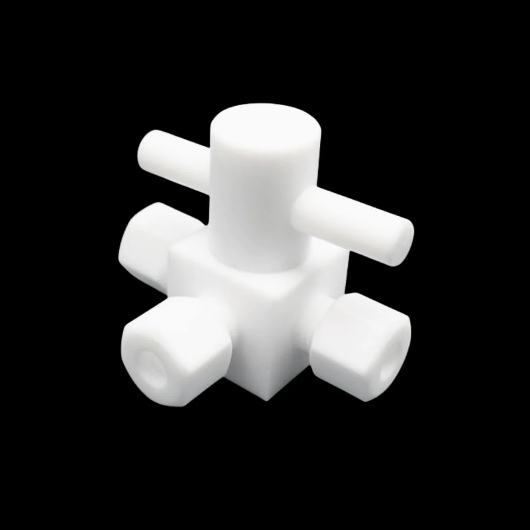 Válvula de bola de 3 vías de PTFE: T duradera de conversión horizontal de PEFT for control de fluidos(3-3-3mm)