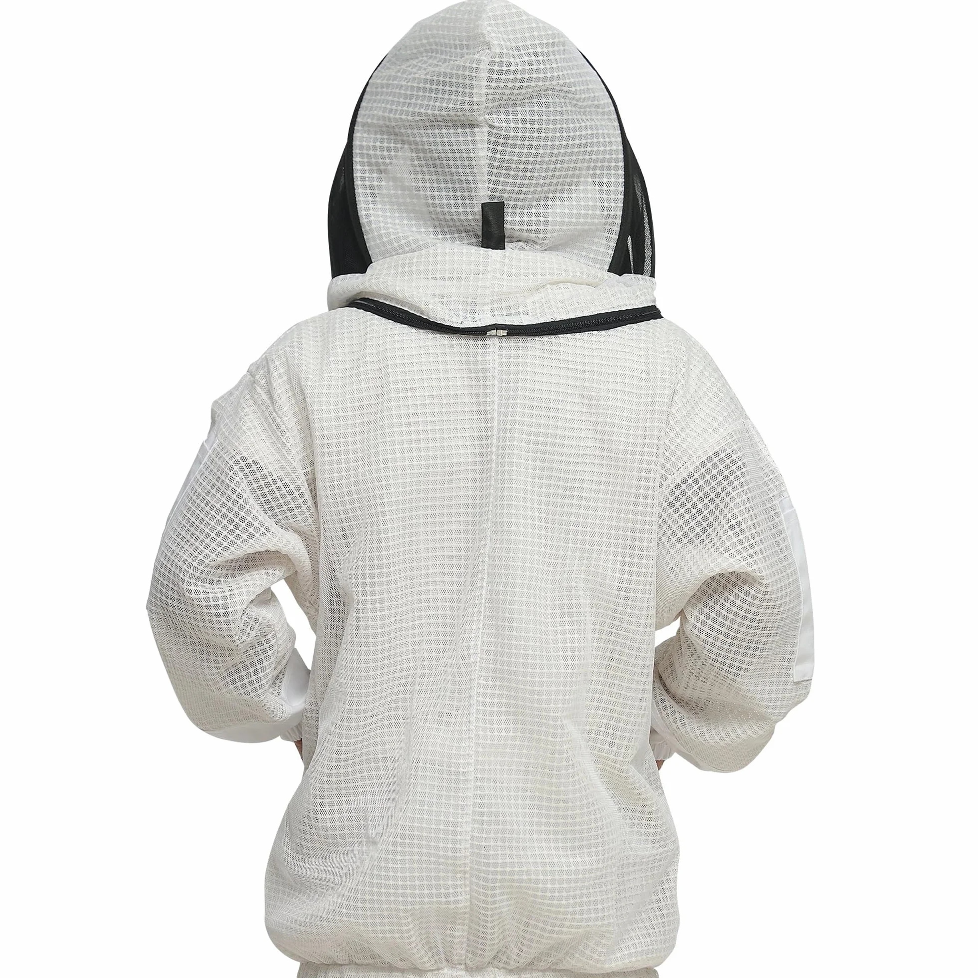 Traje de abeja Ultra ventilado 3 capas Premium Mesh Mono de apicultor Hombre Mujer Velo de esgrima Mono de apicultor anti picadura Profesional Traje de avispa Equipo de protección (Blanco, Large)