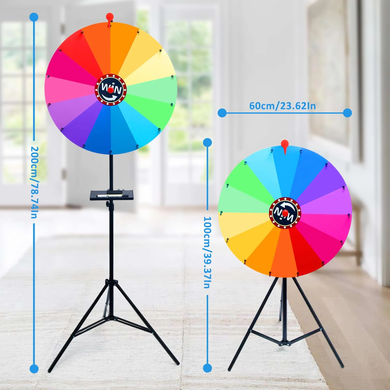 Ruleta Giratoria de Premios de Pie Grande 60cm Altura Ajustable 100-200cm 14 Ranuras Pizarra 24" para Feria
