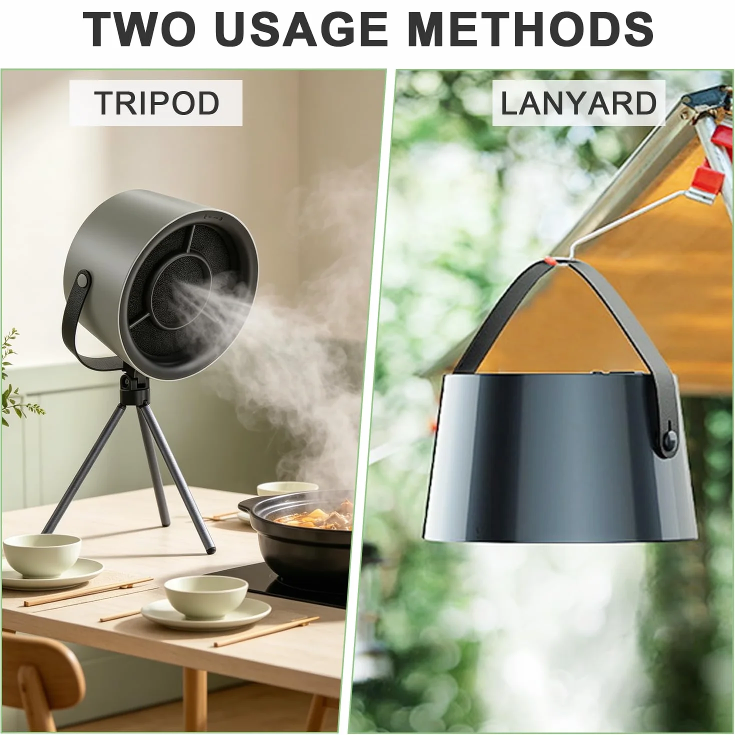 Campana extractora portátil 9 W mini con trípode extraíble 3 velocidades para camping RV barbacoa cocina