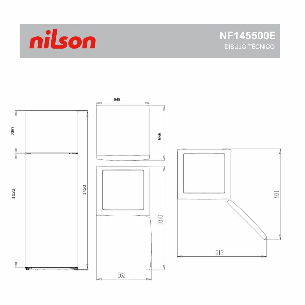 Nilson Frigorífico 2 Puertas Blanco NF145500E 206 L Puerta Reversible Eficiencia Energética Clase E