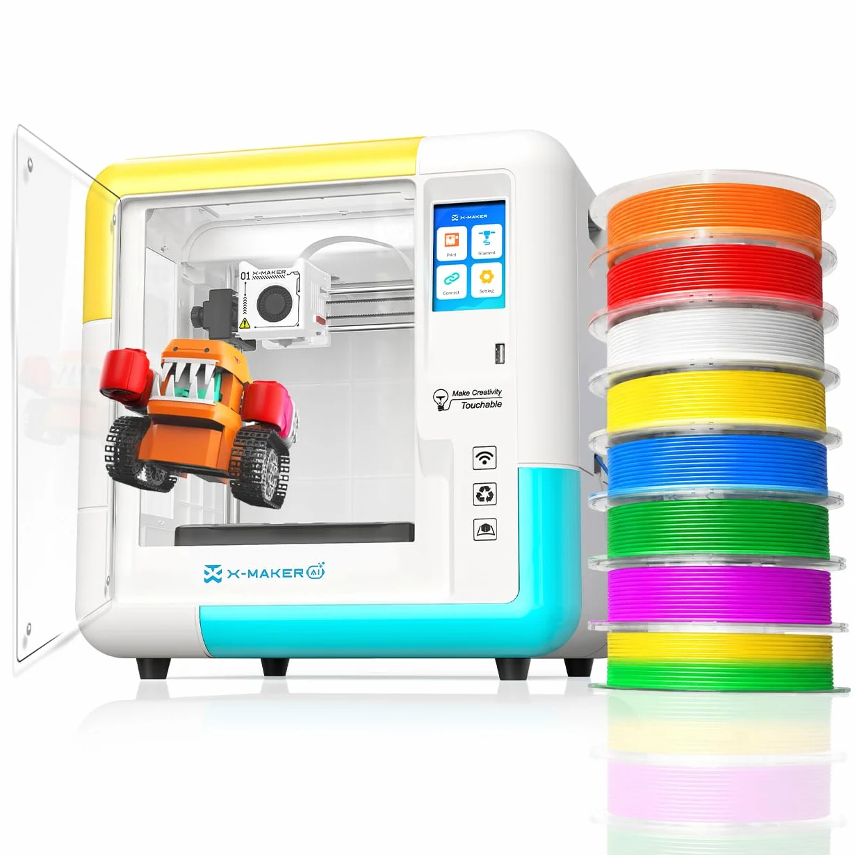 Impresora 3D X-Maker con aplicación de diseño - Aplicación de diseño de IA Completamente Cerrada, Amplia colección de Plantillas de Juguetes 3D