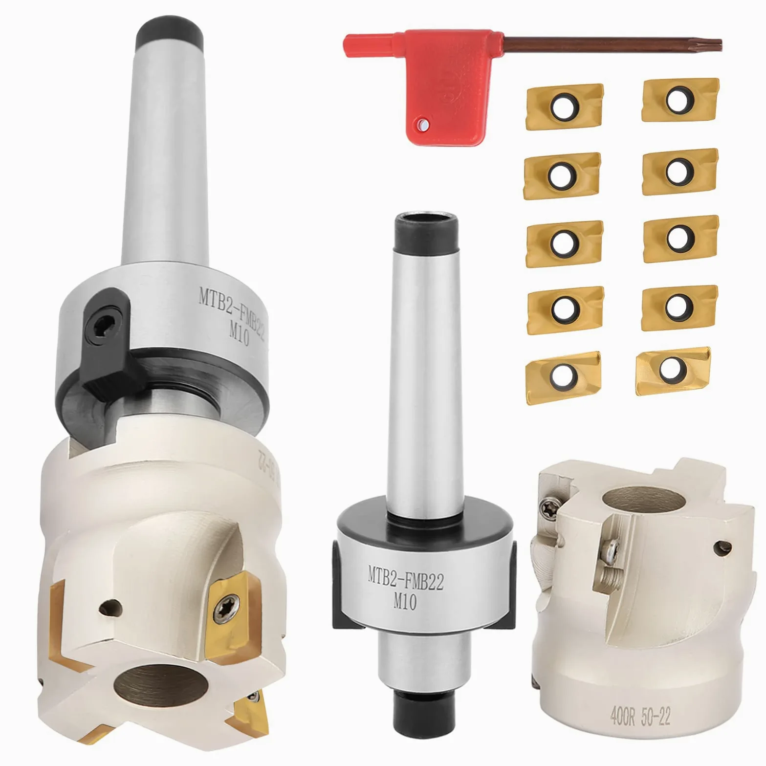 Soporte de molino de extremo de 90°, Cortador de fresado facial Indexable de 3 pulgadas, Kit de 10 insertos de carburo para metalurgia CNC