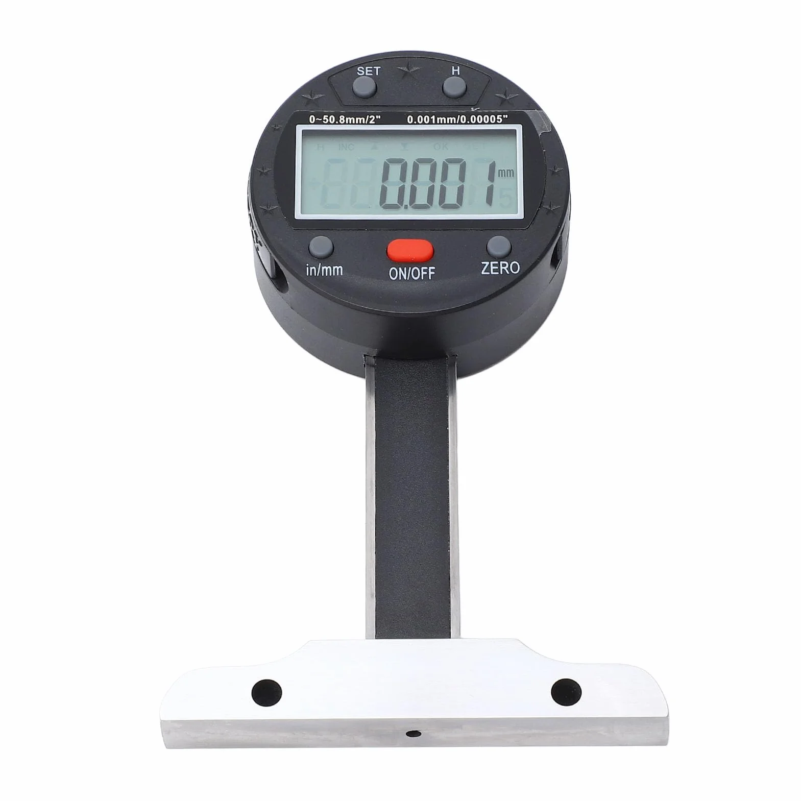 Medidor de profundidad digital LCD 0-50,8 mm USB base de acero aleado