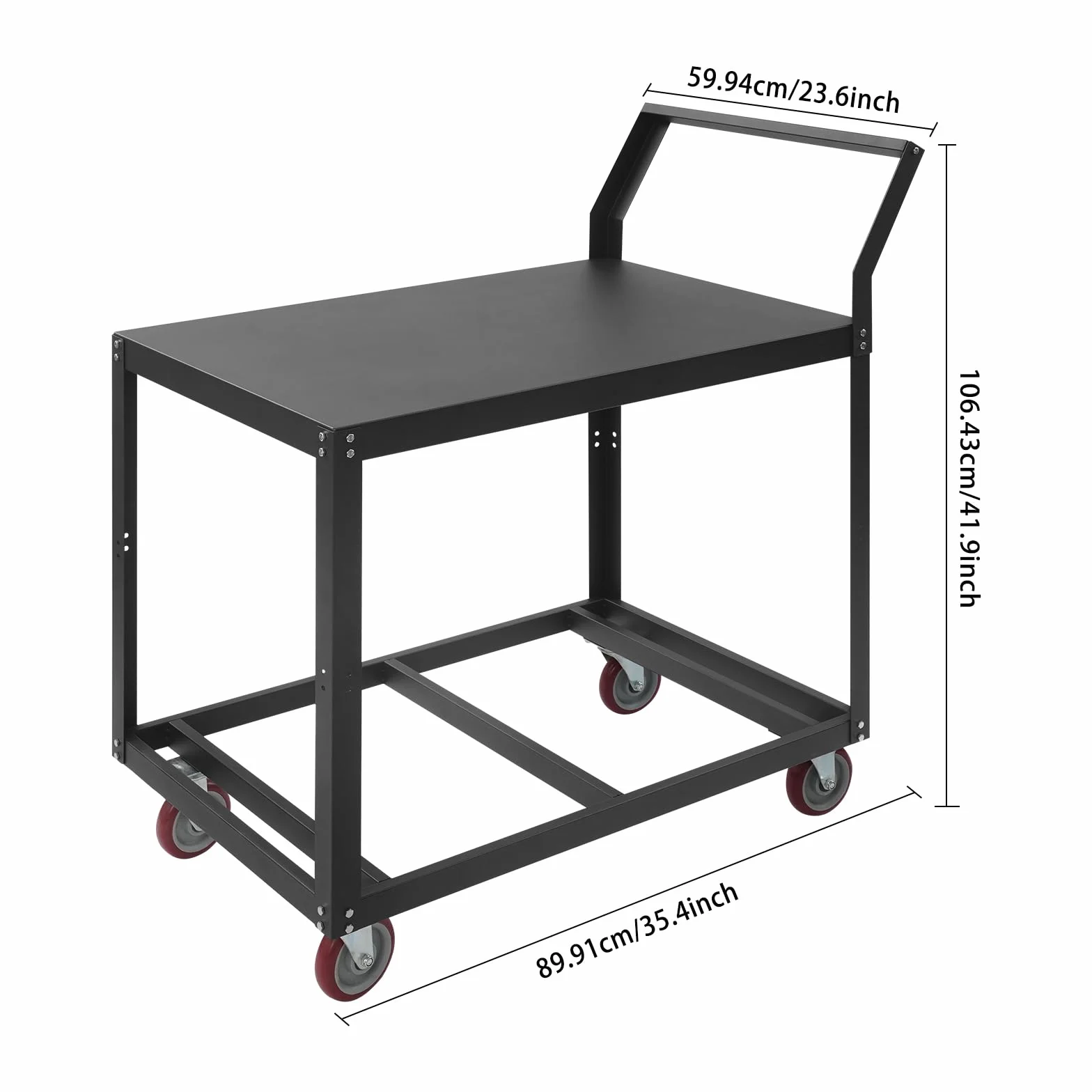 Mesa de trabajo con ruedas 350 kg carga banco de acero carrito industrial carro de transporte pesado 4 ruedas 2 frenos