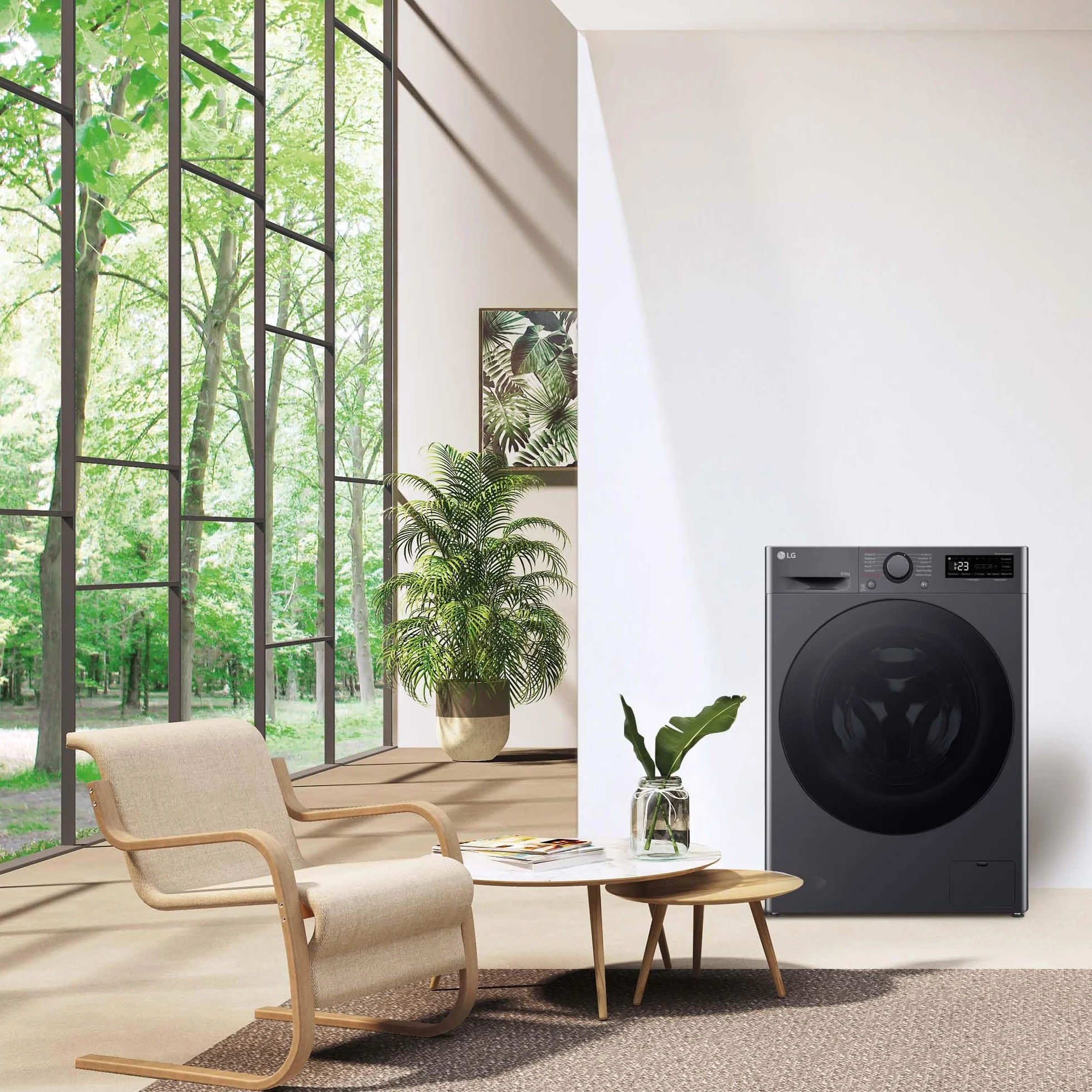 LG F4DR6009AGM Lavadora Secadora Inteligente 9/6kg AI Direct Drive 1400rpm Carga Frontal TurboWash 360º Vapor Steam Serie 600 Inox Grafito