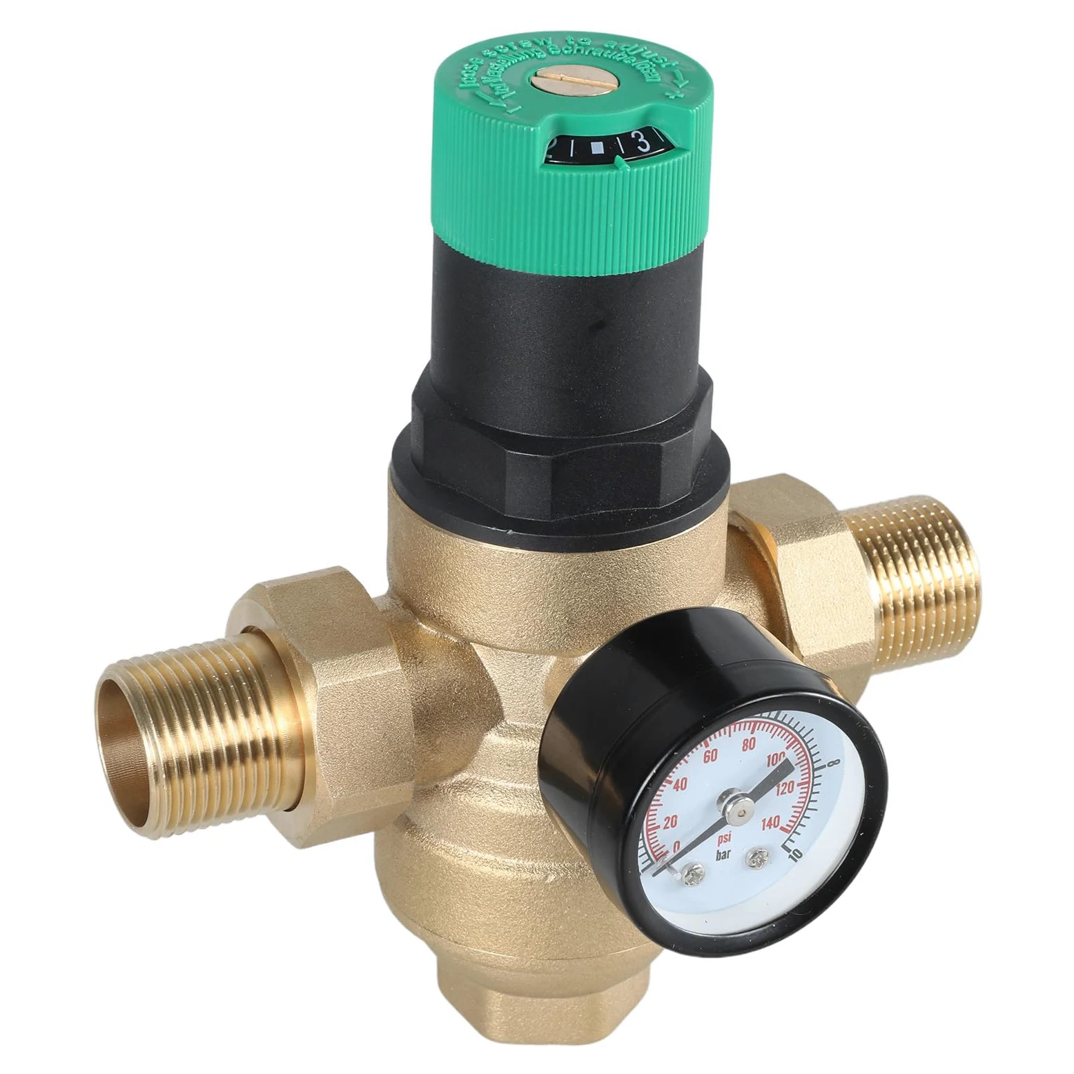 G1/2 Regulador de presión de agua reductor de presión con medidor de agua ajustable Regulador de control de agua de latón