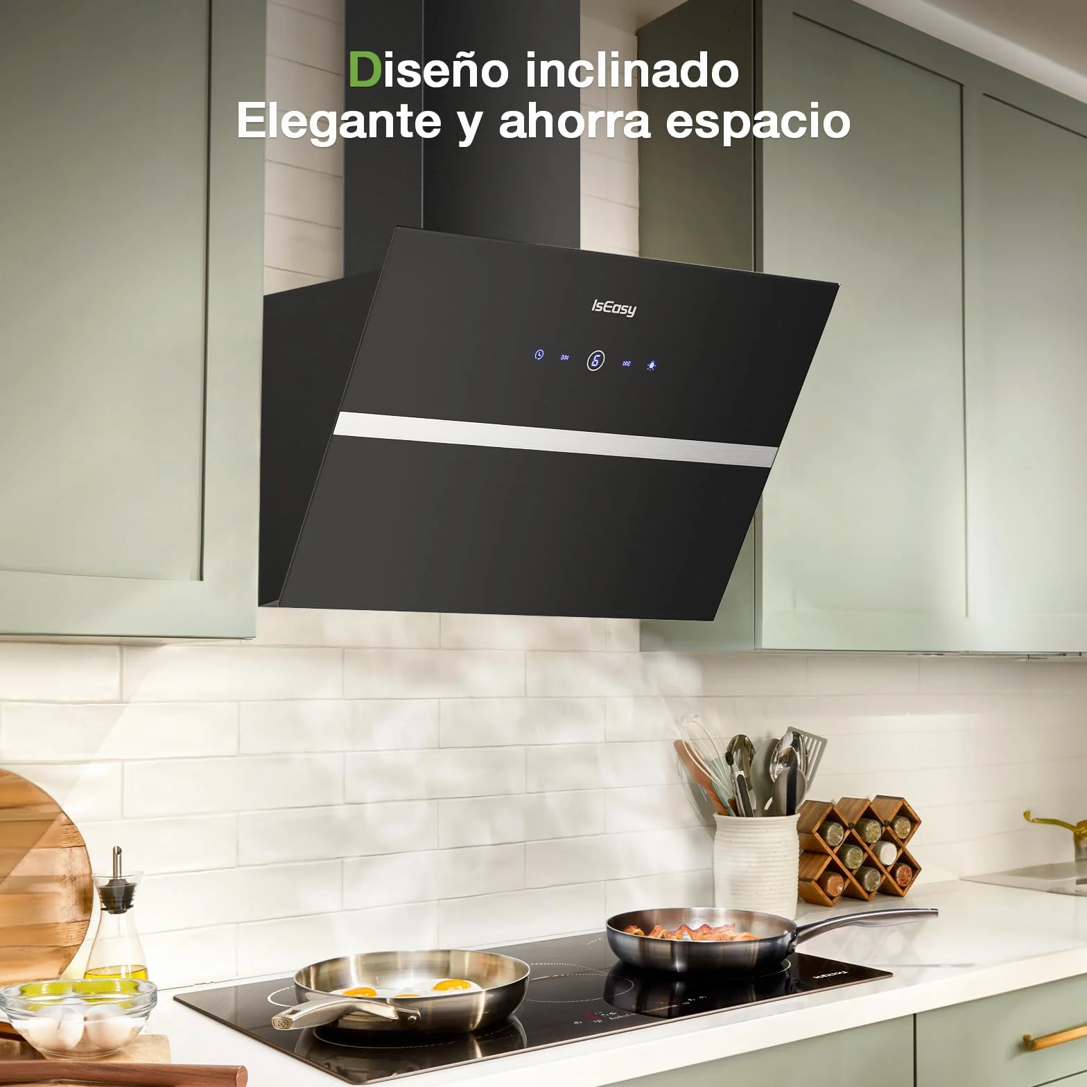 Campana Extractora 60cm 578 m³/h 4 Niveles Control Táctil Negro