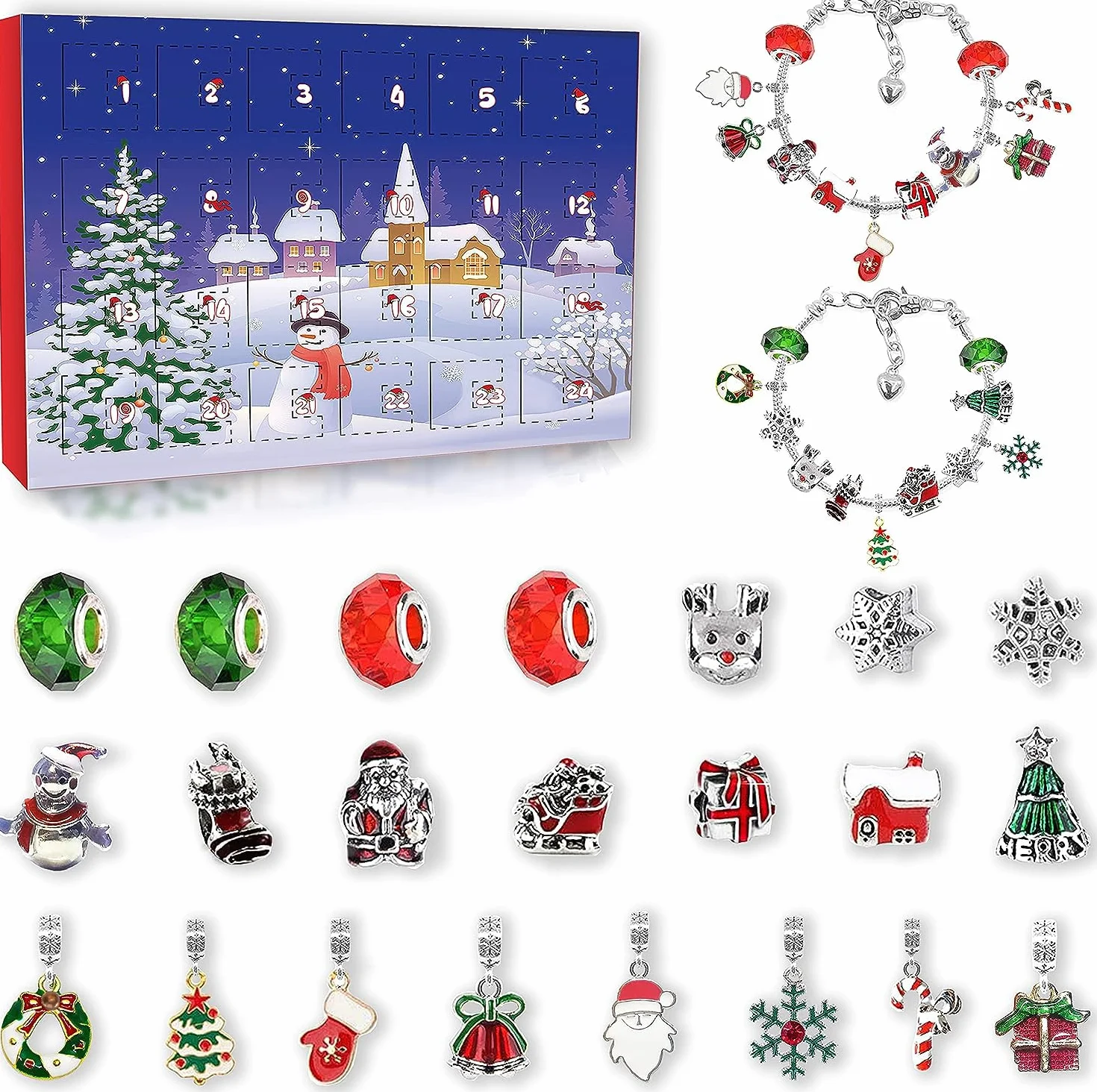 Calendario Adviento Niñas 2026 Pulsera con 22 Charm Regalo Navidad
