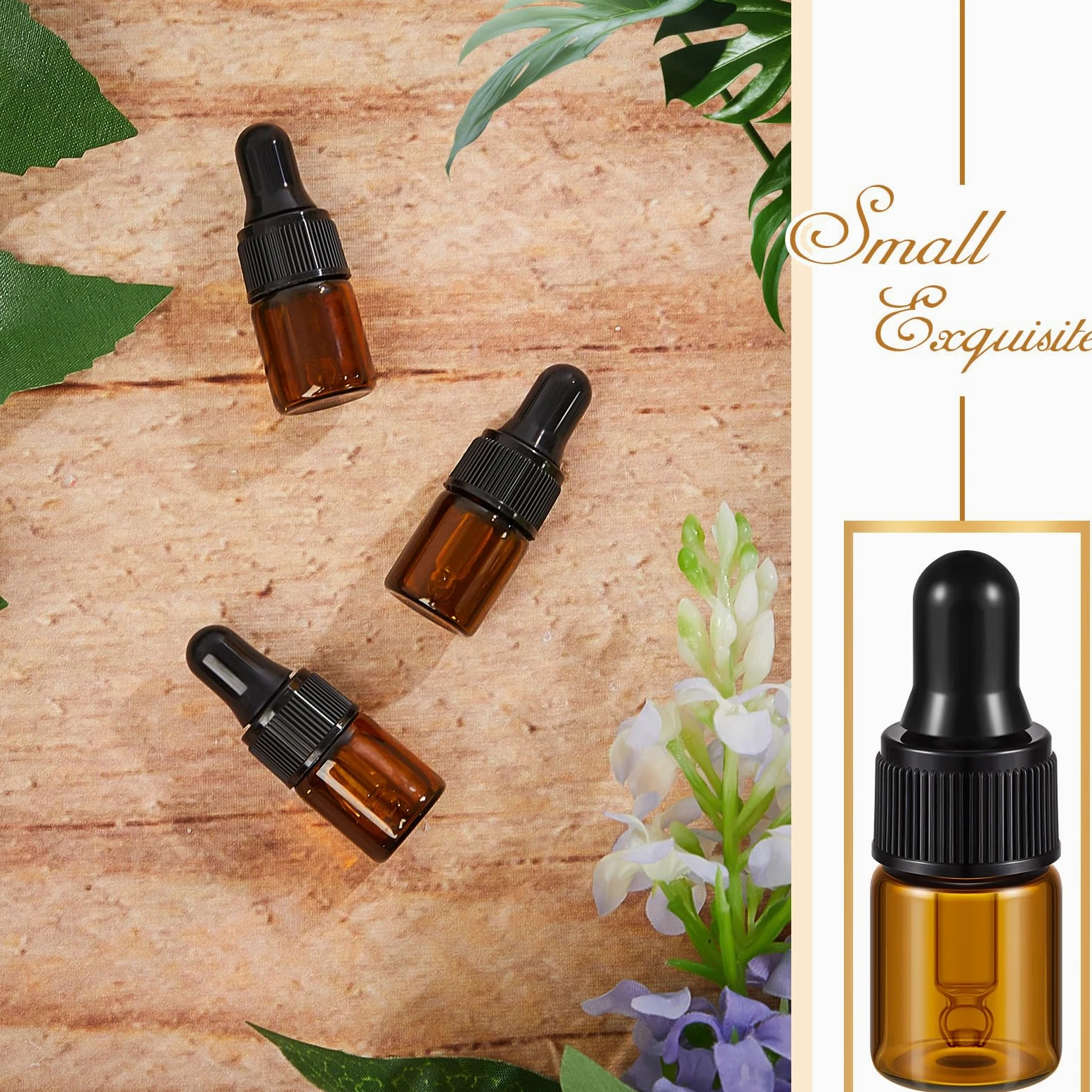 Didaey 200 mini botellas cuentagotas de vidrio, mini botellas cuentagotas, botellas de muestra, viales pequeños de muestra con tapa para viajes, aceites esenciales, perfume de muestra líquida