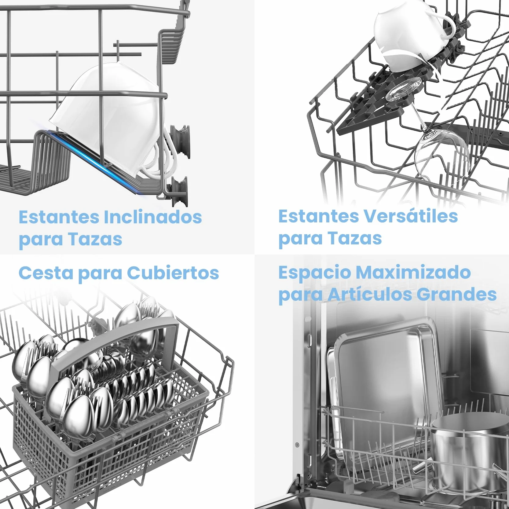 COMFEE' Lavavajillas Libre Instalación 60 cm 12 Cubiertos Acero Inoxidable 47 dB