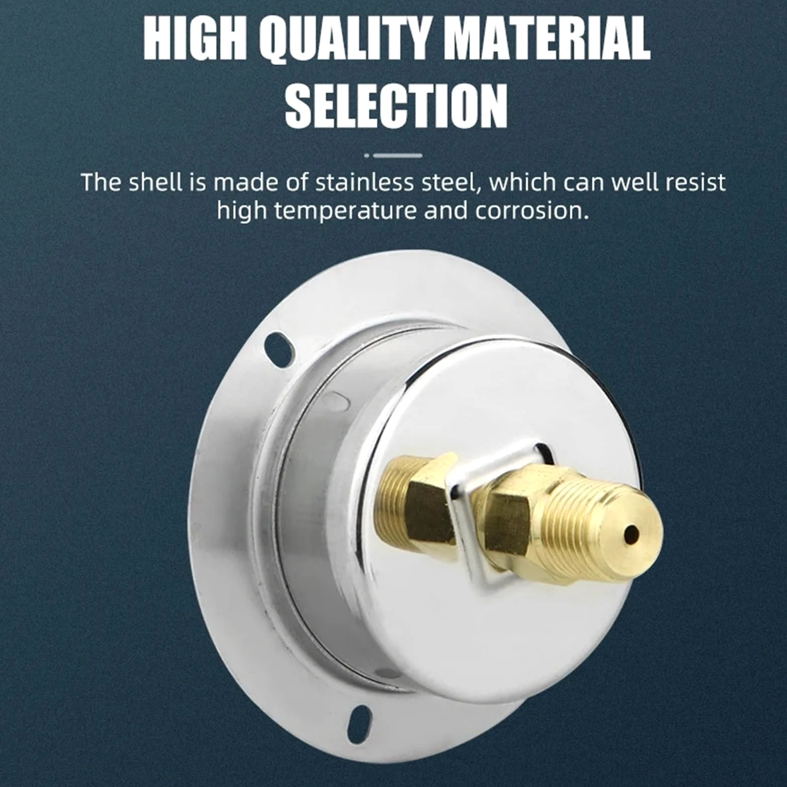 Manómetro Digital de presión de Agua y Gas de 50 mm, conexión Trasera con Brida, Caja de Acero Inoxidable y Junta de latón (M14-1,5 con Aceite, 0-6 Bar).