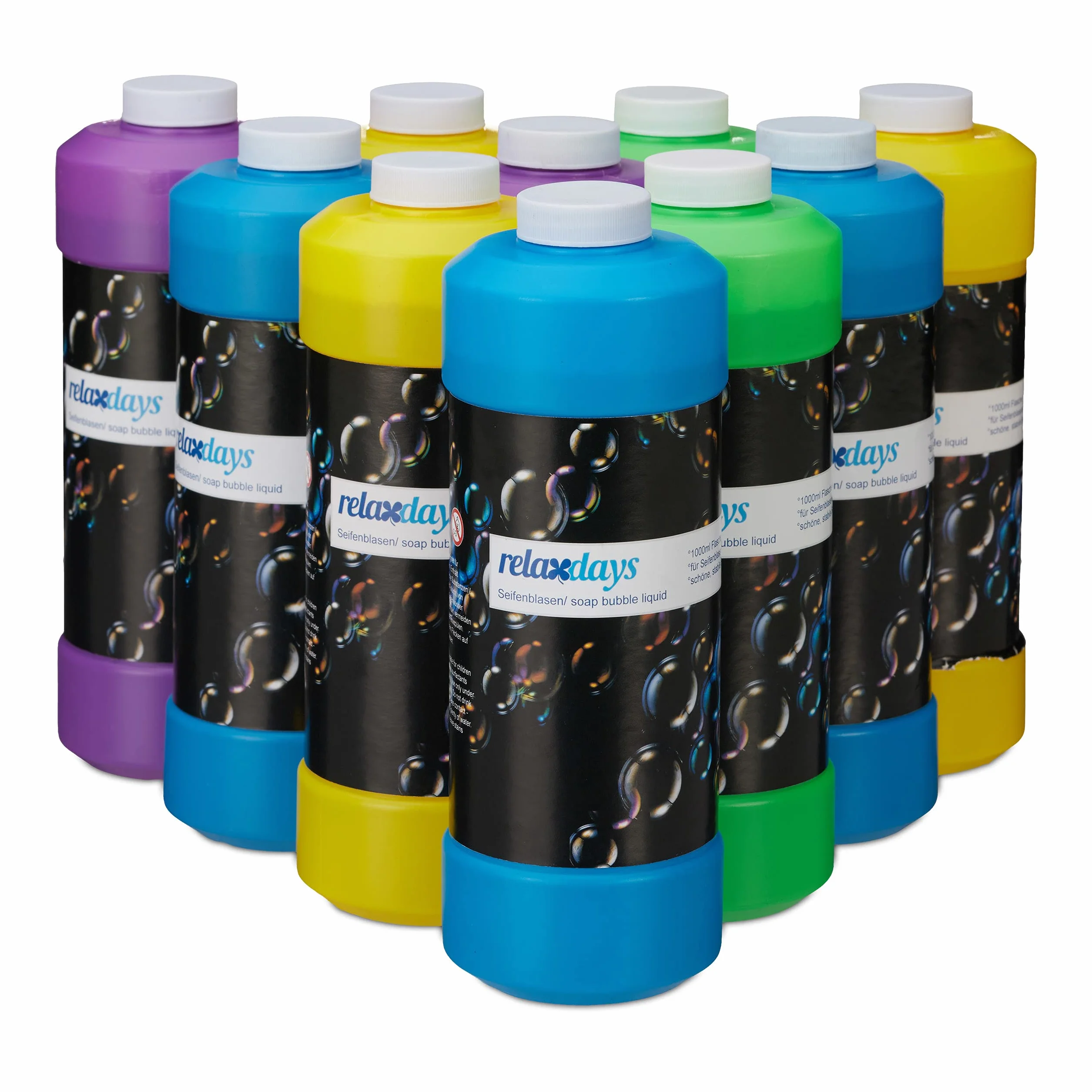 Relaxdays Jabón Pompas Recambio, 1 Litro, multicolor