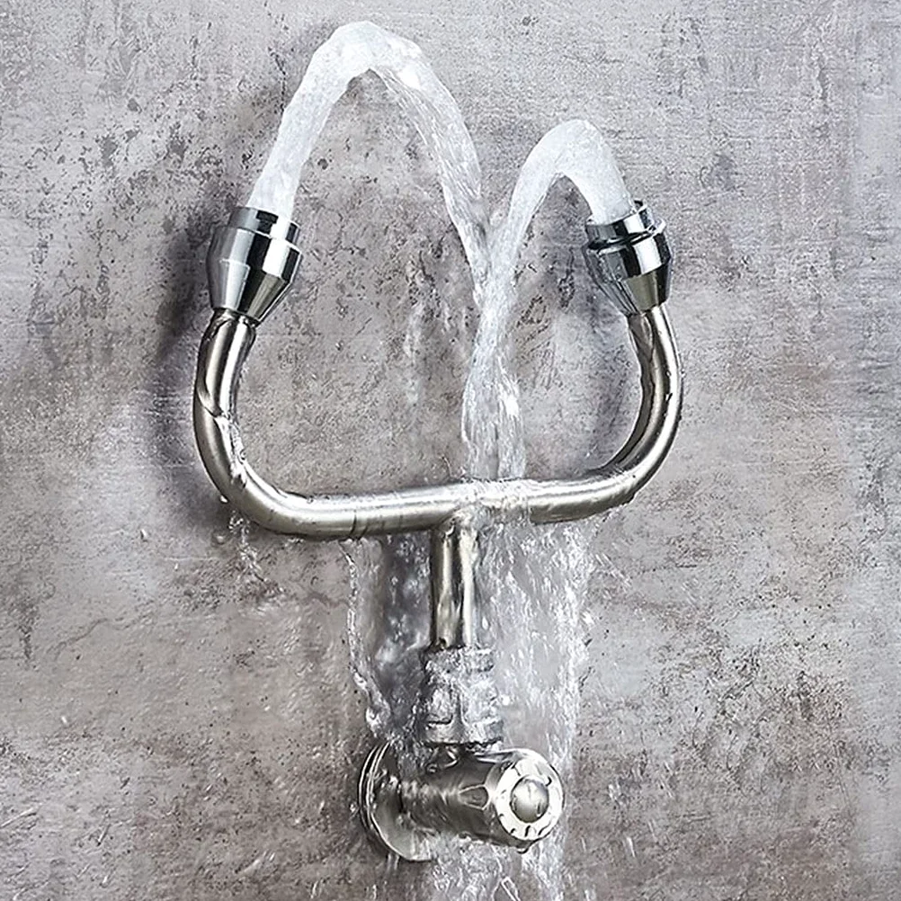 Lavaojos Montado En Grifo de Doble Boquilla Estación Lavaojos de Emergencia de Acero Inoxidable 304 Fácil Conexión de Tuberías de Agua. para La Industria del Laboratorio