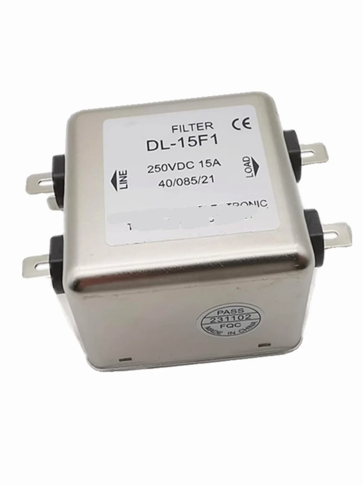 Filtro de potencia CC DL-15F1 | Tensión: 250V; Corriente: 15A; Fase/cableado: monofásico; Características: Antiparasitario