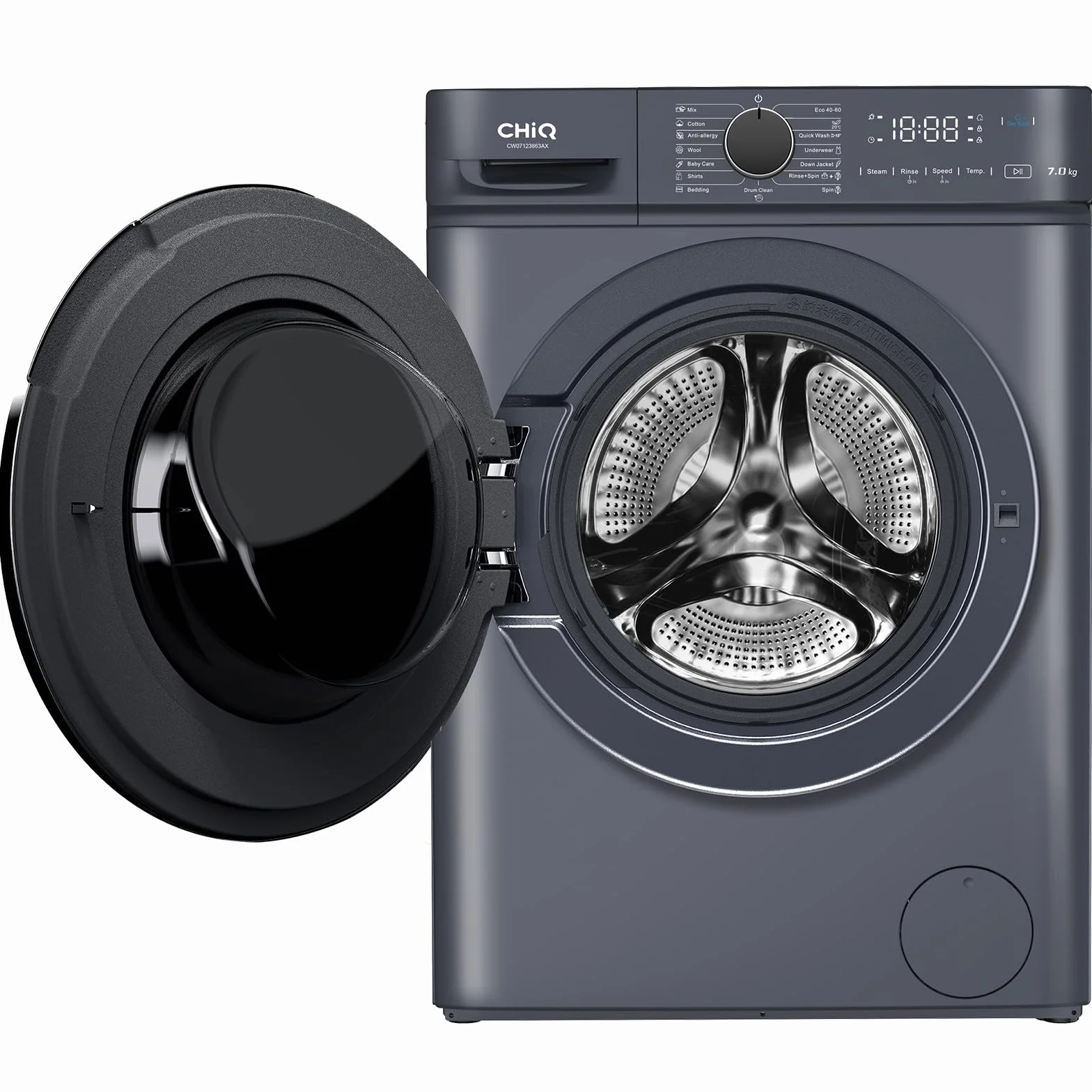 CHiQ Lavadora Carga Frontal 7kg 1200 RPM Motor Inverter Clase A Gris