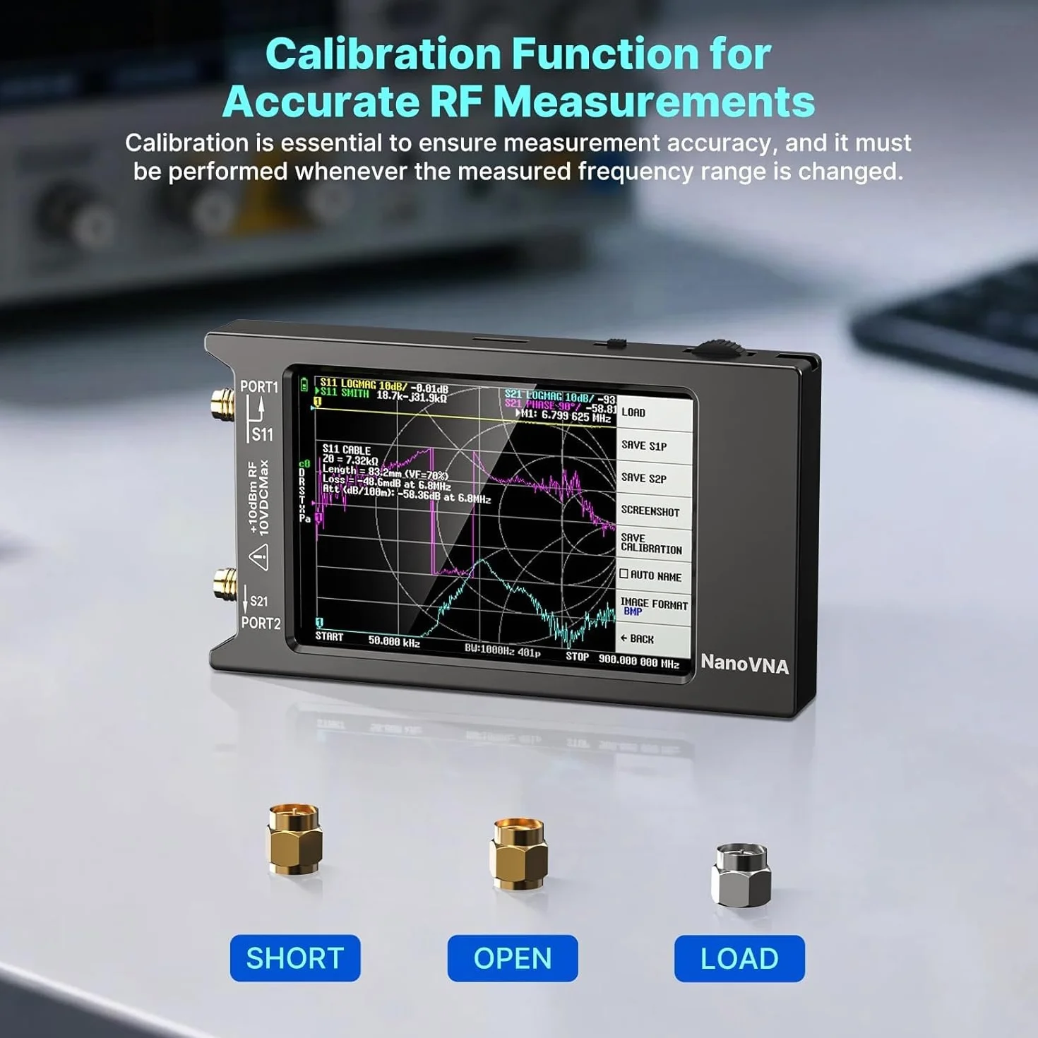 AURSINC NanoVNA-H4 Analizador De Redes Vectoriales, Últimas V4.4 10KHz-1.5GHz HF VHF UHF 4" Pantalla Táctil Nanovna Analizador De Antenas, Radioaficionado, Medición De Los Parámetros S, SWR