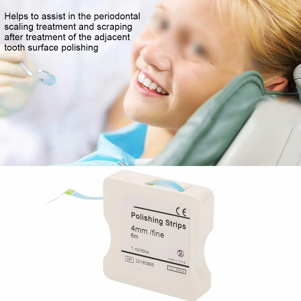 Aramox Tira de pulido dental 1 rollo 4 mm herramienta limpieza bucal para blanquear dientes (azul)