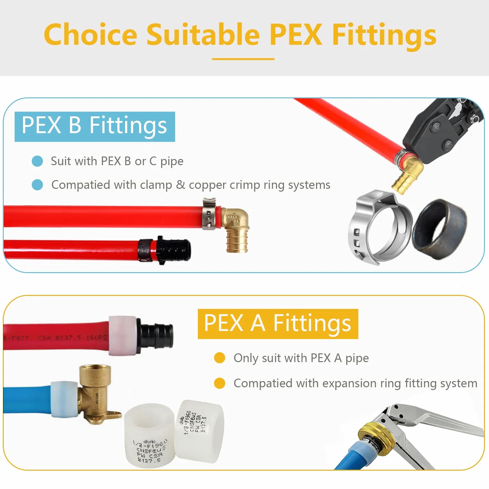 PEX A - Accesorios de expansión de polietileno, 3/4 pulgadas, PPSU PEX-A, codo (10 piezas) + T (10 piezas) + acoplamiento recto (10 piezas) PEX-a conexión de tubo en fontanería
