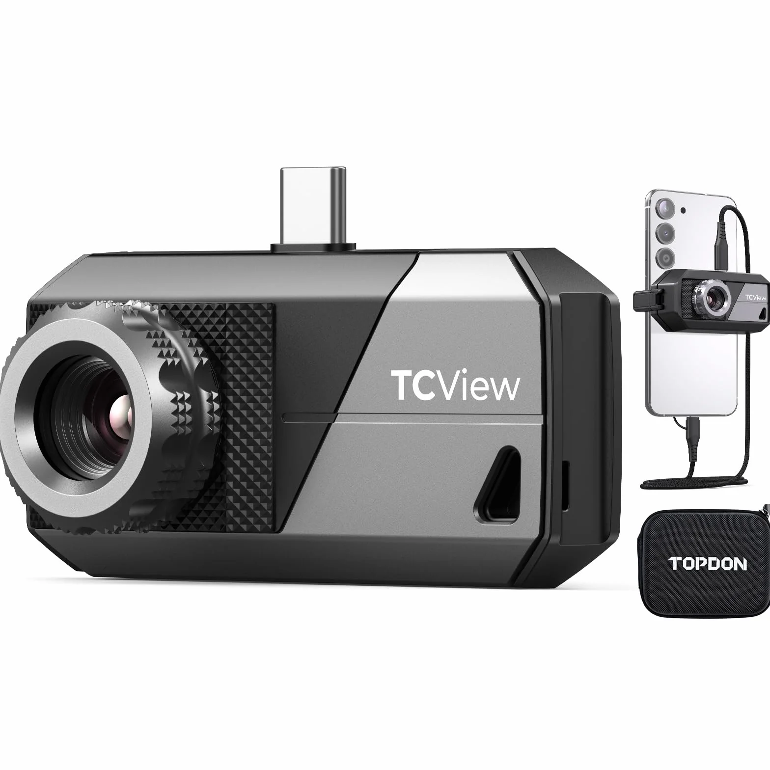 TOPDON TS001 Cámara Térmica para Android, Lente Ajustable de 9mm, Rango de Observación 0.1 a 500M, Alta Resolución 512 x 384 IR, 25Hz, Cámara Termográfica de Enfoque Manual para Placas PCB, Exterior