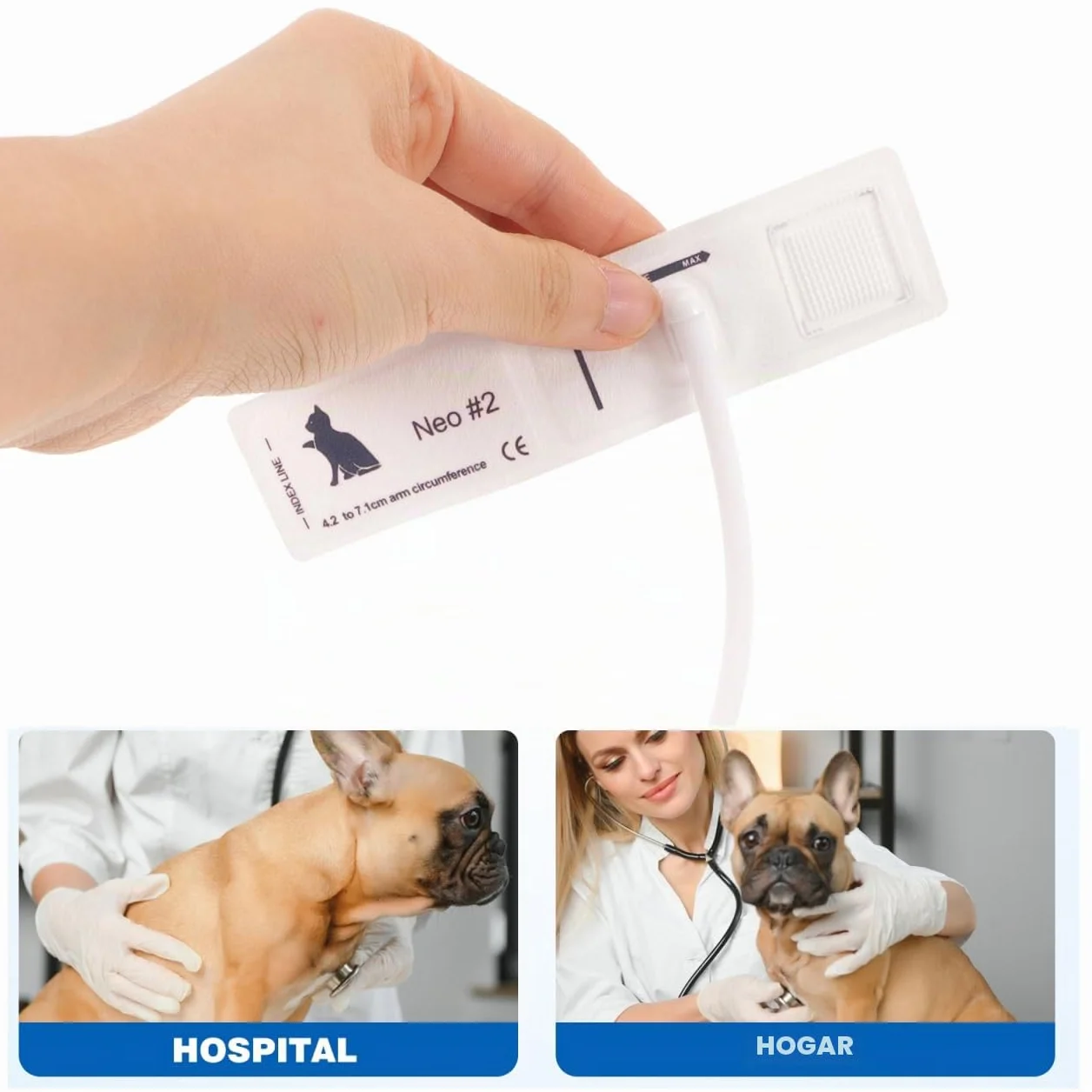 POPETPOP Manguito de presión arterial para animales, tamaño universal, manguito reutilizable de tela no tejida suave para gatos y perros, monitoreo preciso en uso doméstico