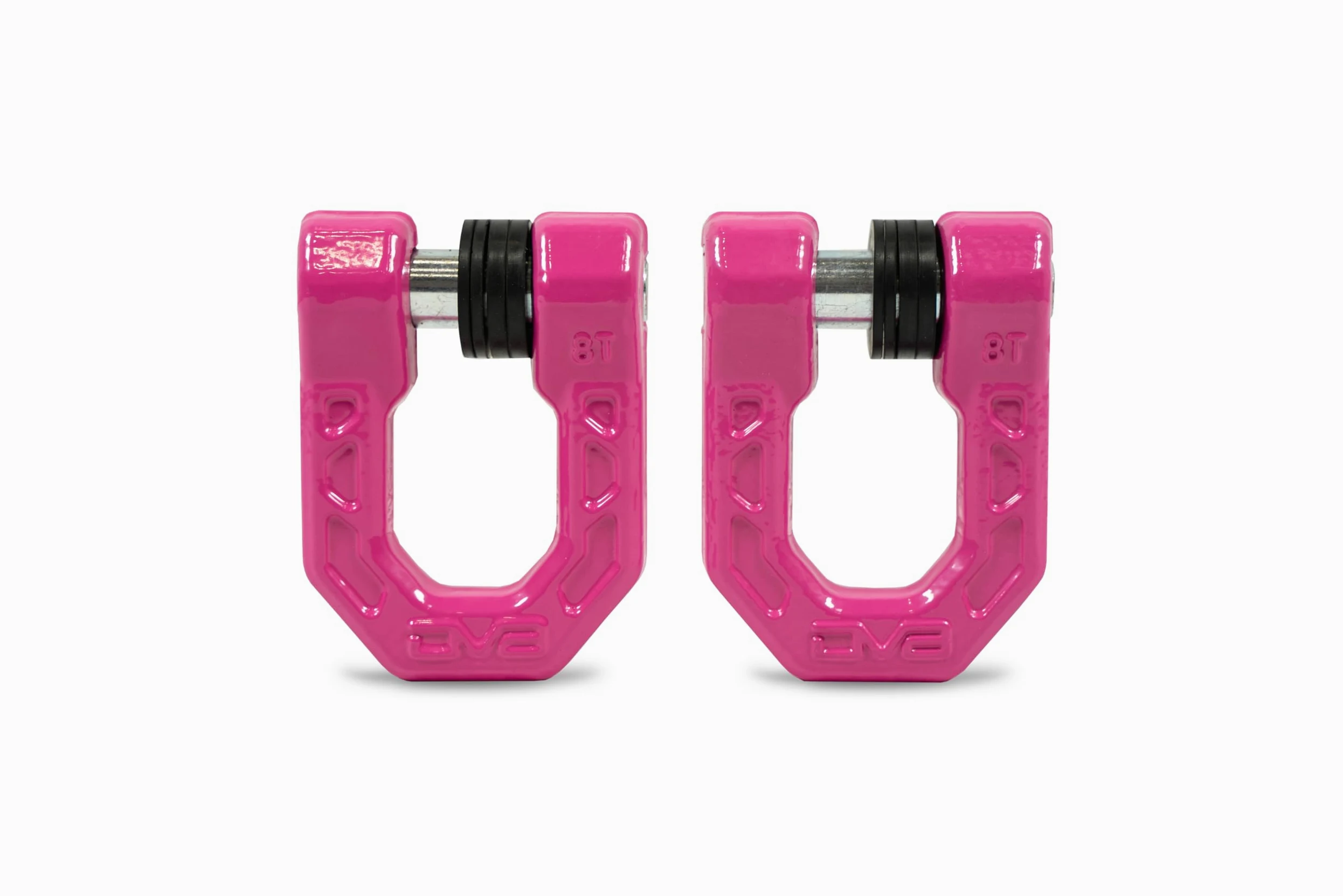 DV8 Elite Series - Grilletes de anillo en D rosa par de 8 toneladas límite de carga de trabajo | 0.12 pulgadas y (4) aisladores de 0.2 pulgadas incluidos, anillo en D de acero forjado de 1 y 0.08 pulgadas de grosor